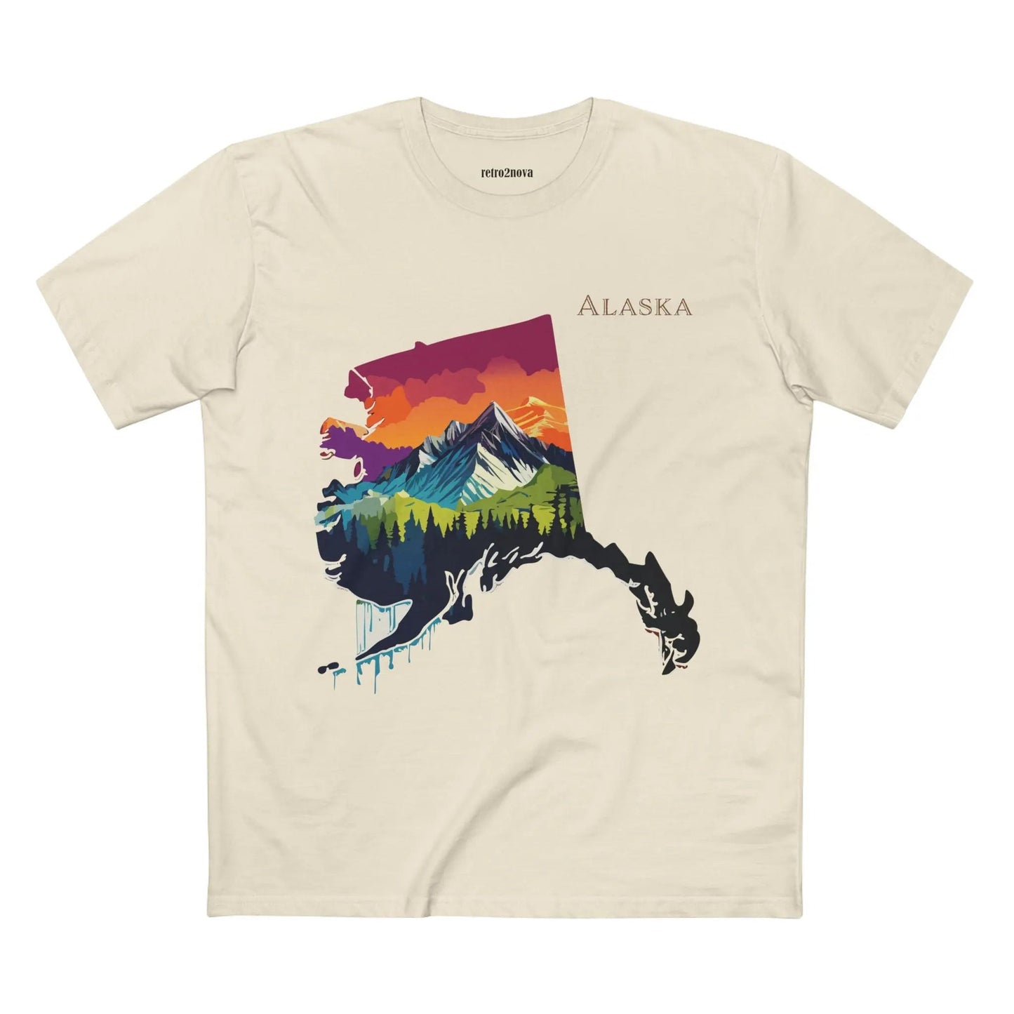 Alaska State Shirt Unisex Premium Cotton Tee Original Art Design Retro2Nova Art Collection