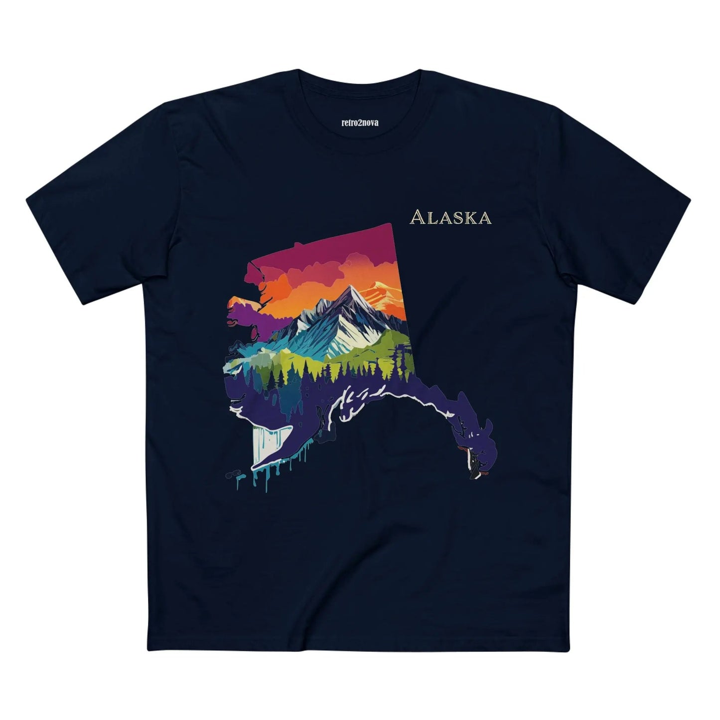 Alaska State Shirt Unisex Premium Cotton Tee Original Art Design Retro2Nova Art Collection