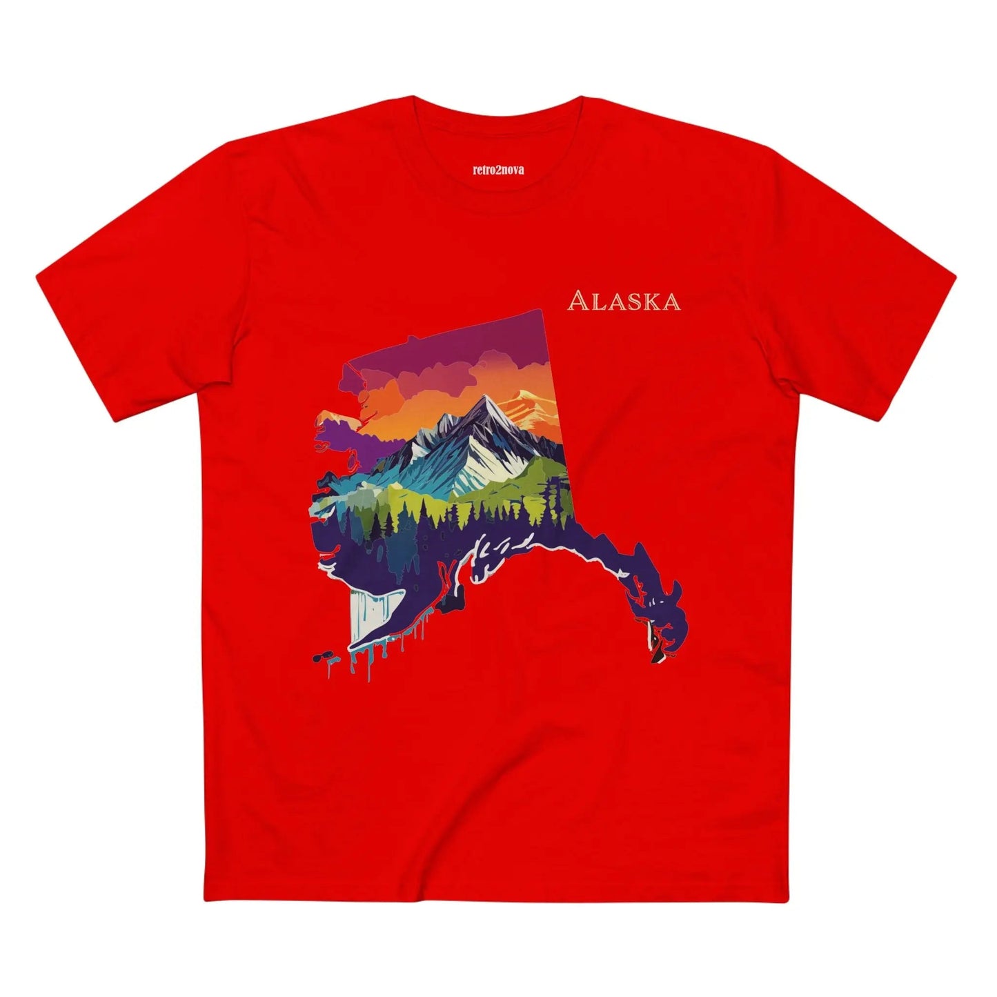 Alaska State Shirt Unisex Premium Cotton Tee Original Art Design Retro2Nova Art Collection