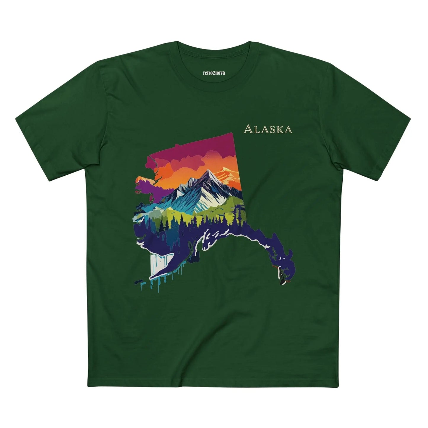 Alaska State Shirt Unisex Premium Cotton Tee Original Art Design Retro2Nova Art Collection