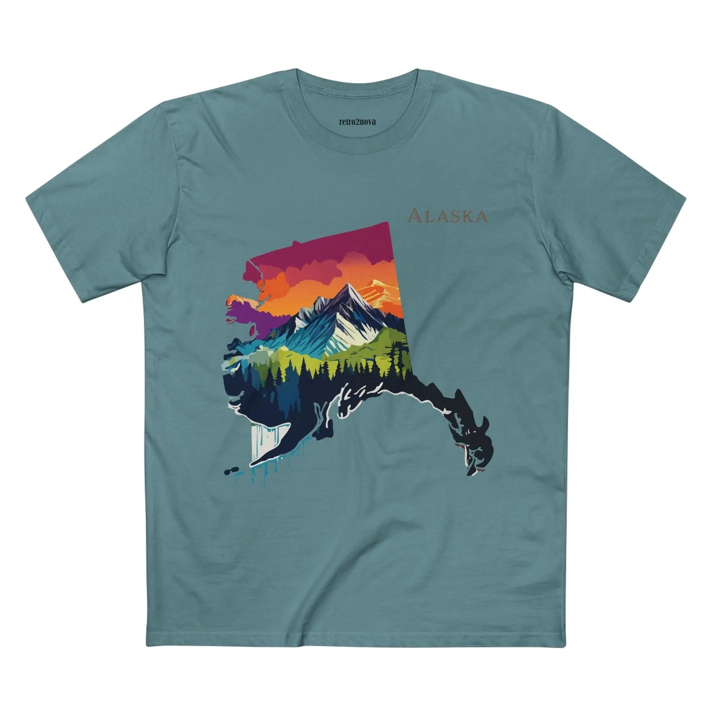 Alaska State Shirt Unisex Premium Cotton Tee Original Art Design Retro2Nova Art Collection