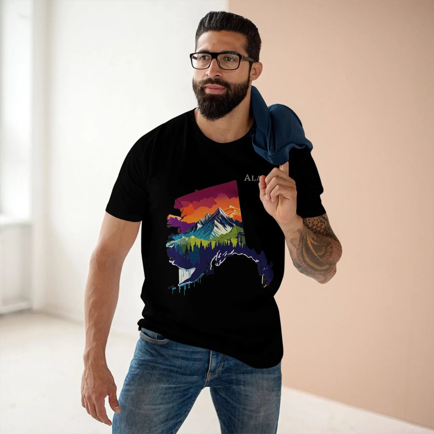 Alaska State Shirt Unisex Premium Cotton Tee Original Art Design Retro2Nova Art Collection