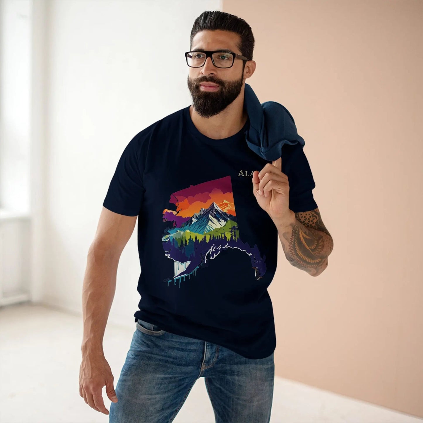 Alaska State Shirt Unisex Premium Cotton Tee Original Art Design Retro2Nova Art Collection
