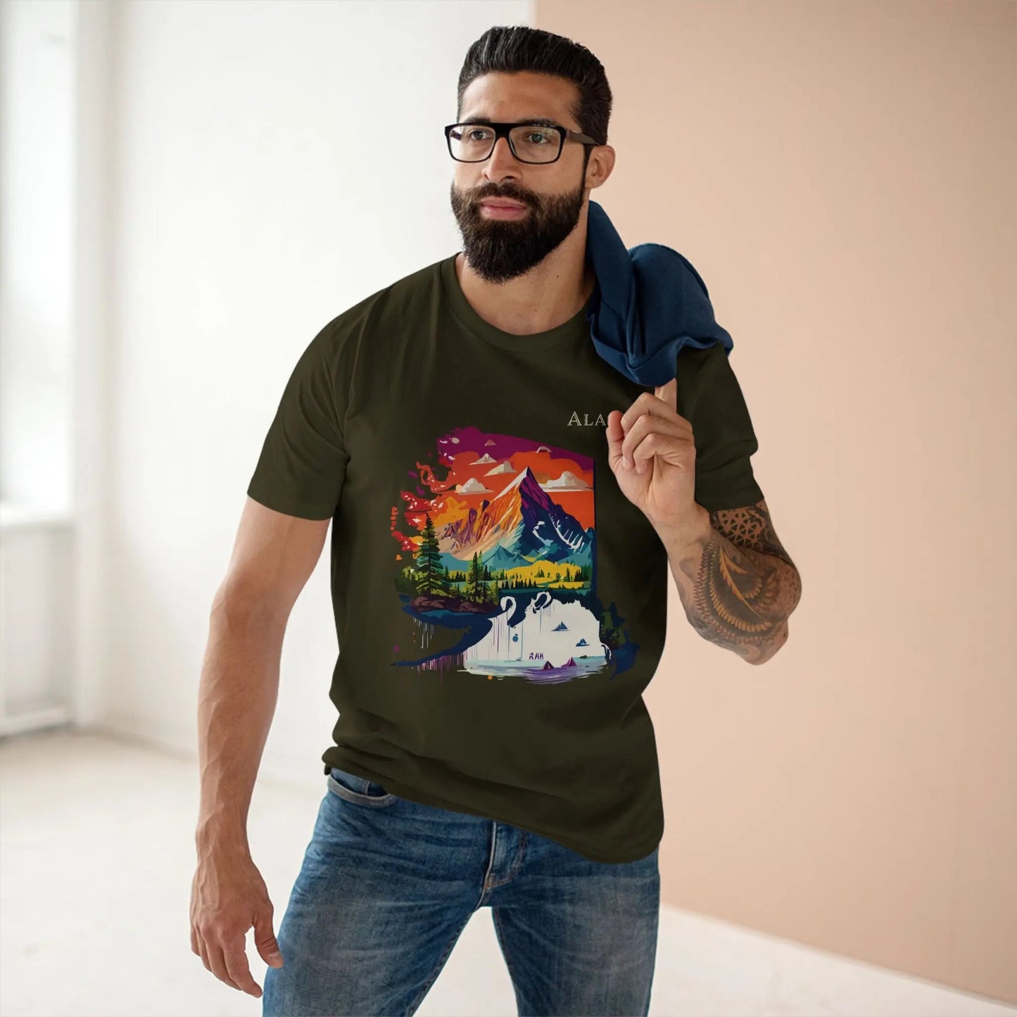Alaska State Shirt Unisex Premium Cotton Tee With Original Art Design By Retro2Nova