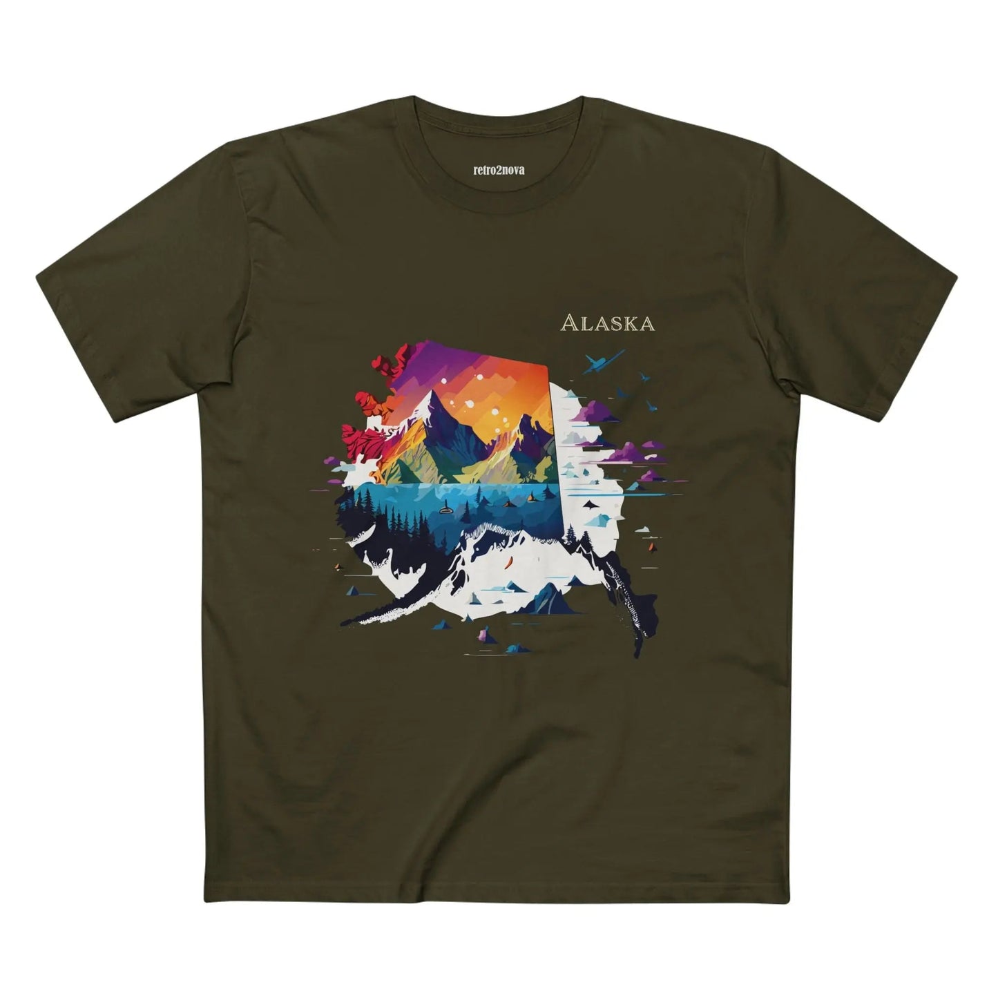 Alaska State Shirt Unisex Premium Cotton Art Tee From Retro2Nova Original Art Design Collection