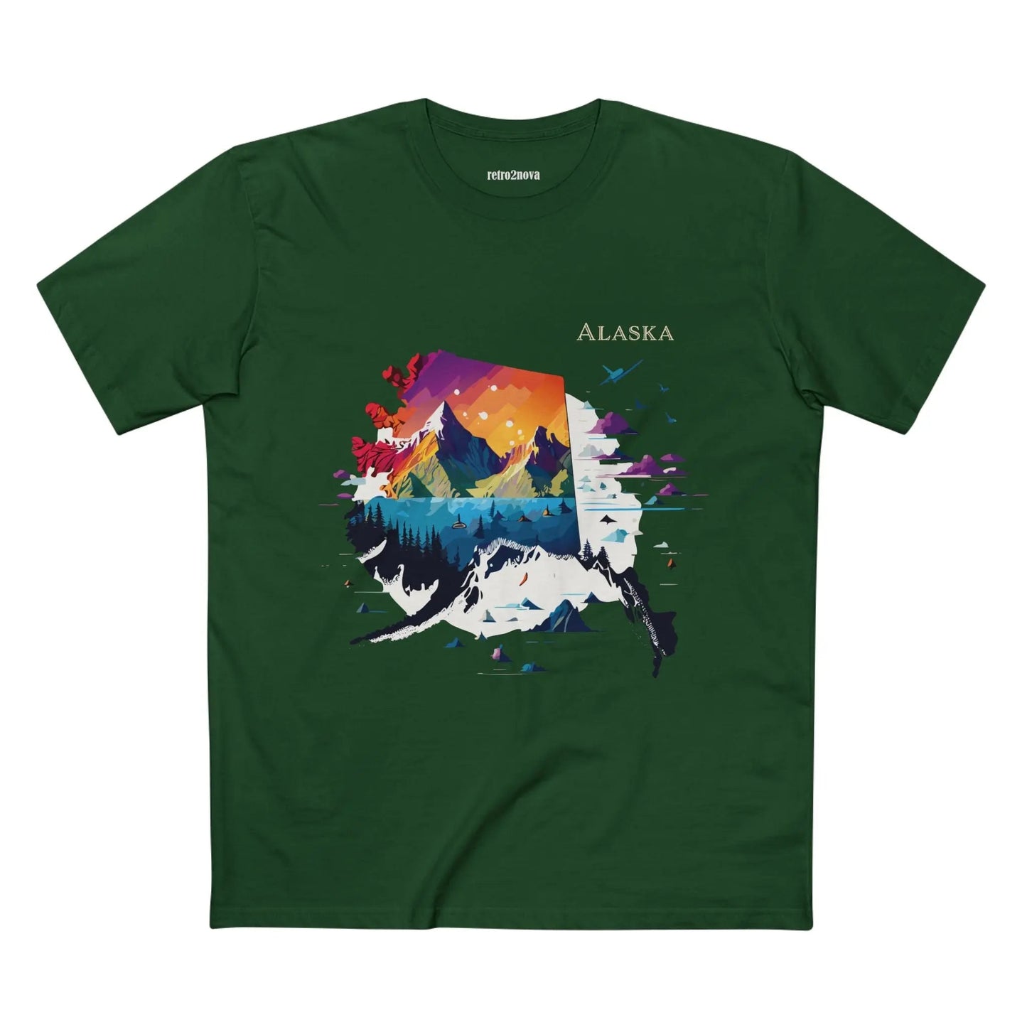 Alaska State Shirt Unisex Premium Cotton Art Tee From Retro2Nova Original Art Design Collection