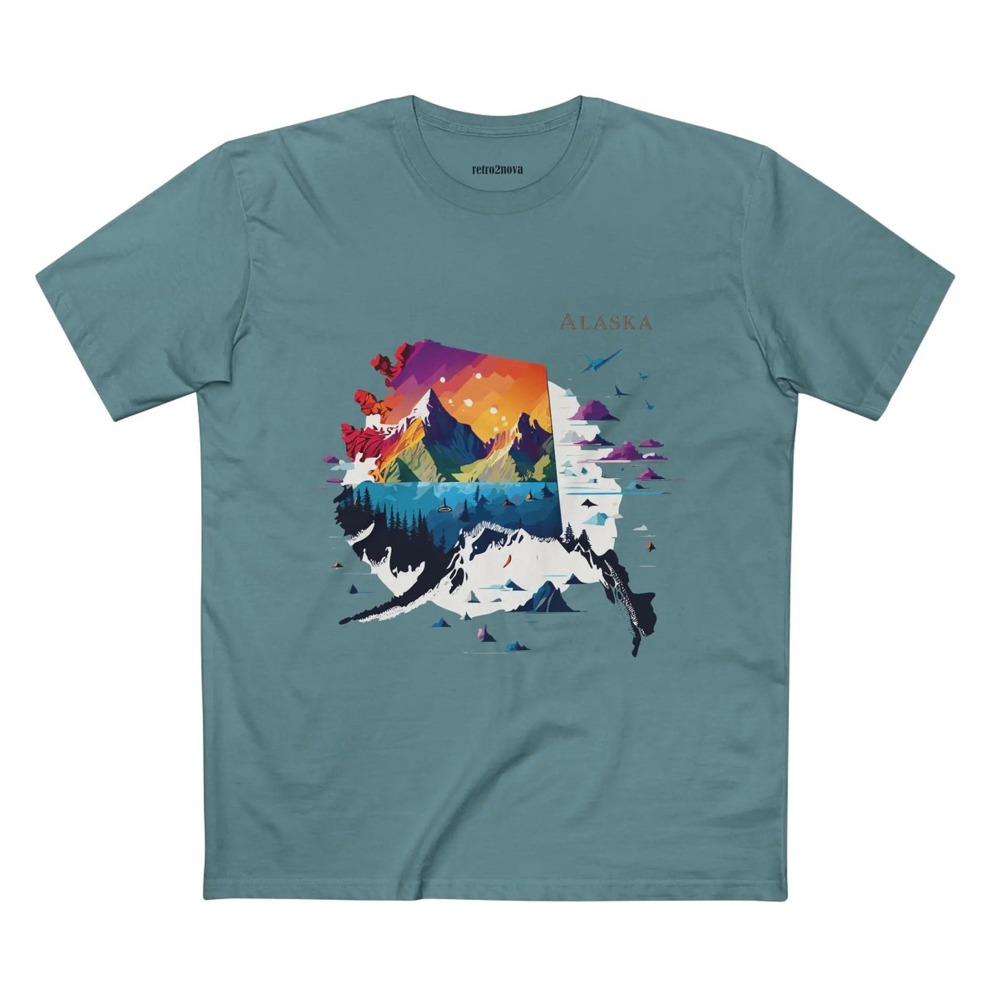 Alaska State Shirt Unisex Premium Cotton Art Tee From Retro2Nova Original Art Design Collection