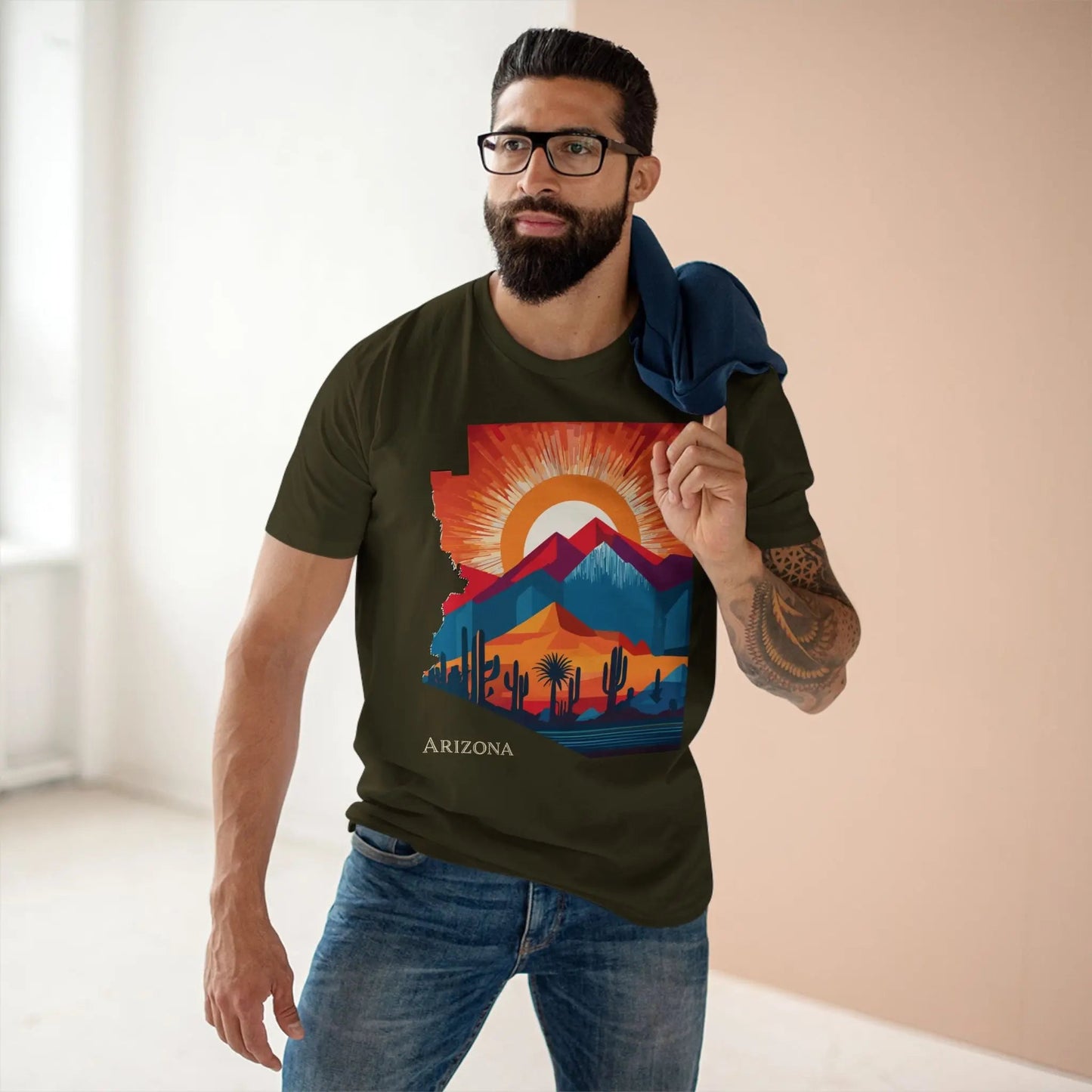 Arizona State Shirt Unisex Premium Cotton Tee with Original Art Design Retro2Nova
