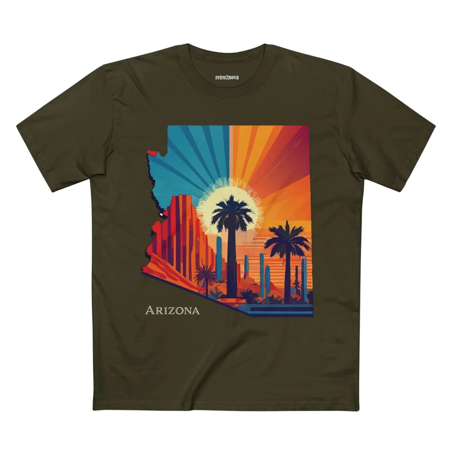 Arizona State Shirt Unisex Premium Cotton Tee With Original Art Design Retro2Nova Regular Fit