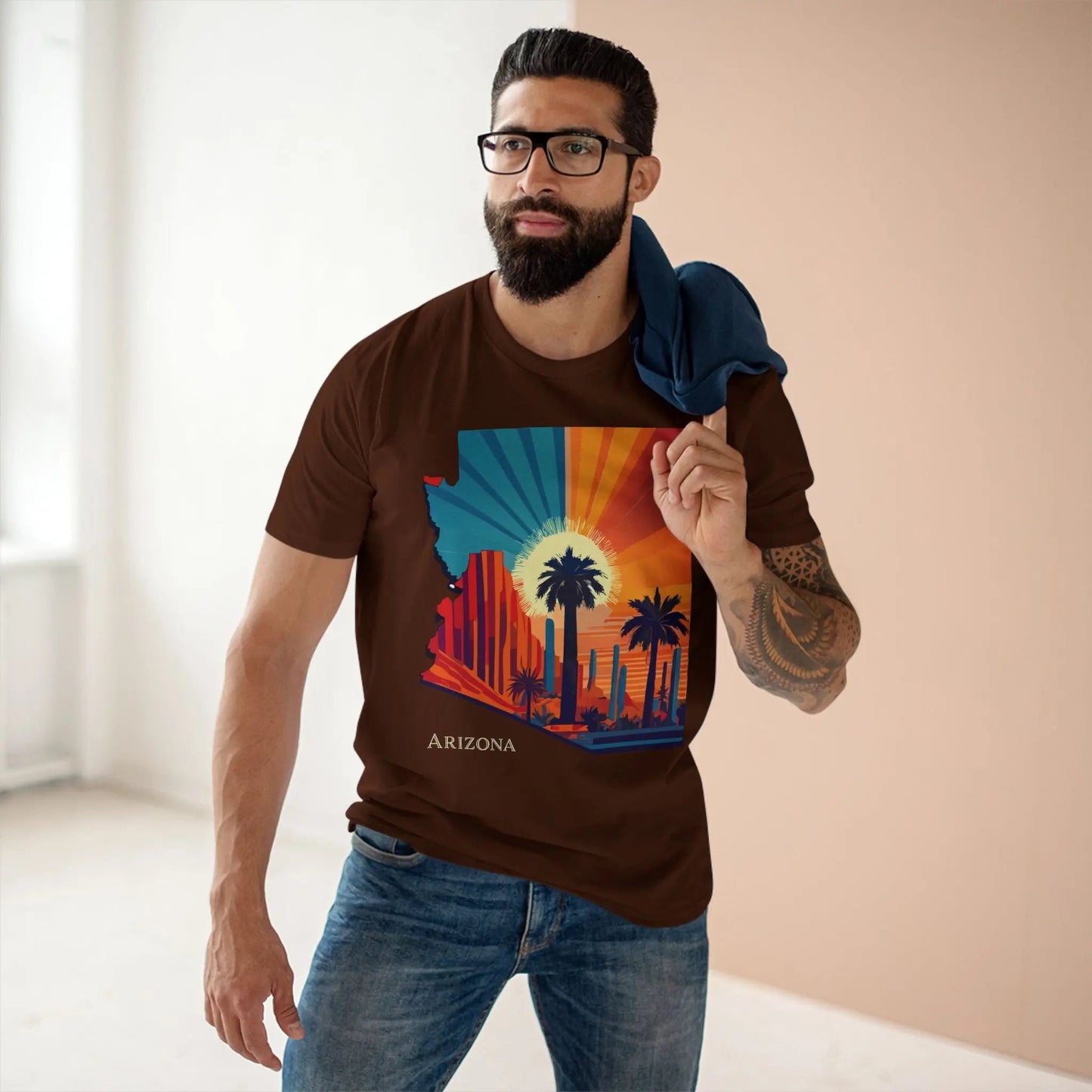 Arizona State Shirt Unisex Premium Cotton Tee With Original Art Design Retro2Nova Regular Fit