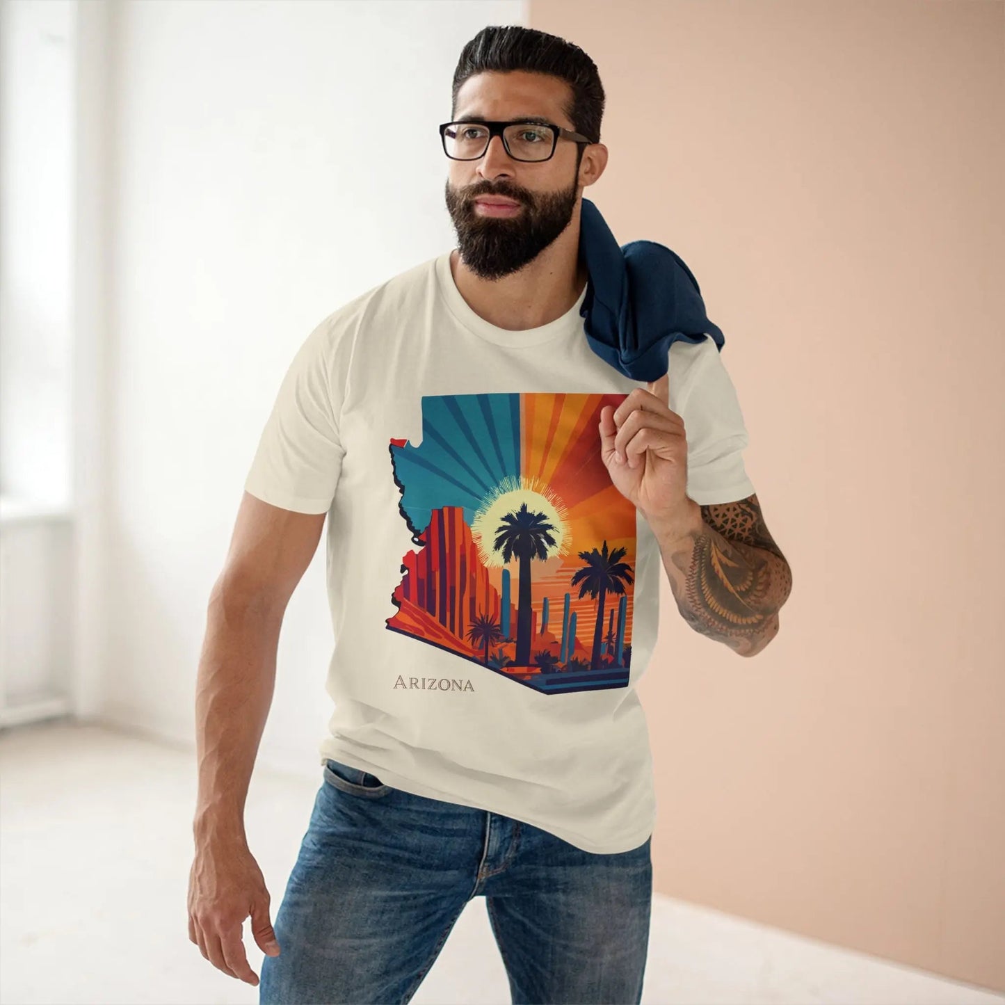 Arizona State Shirt Unisex Premium Cotton Tee With Original Art Design Retro2Nova Regular Fit