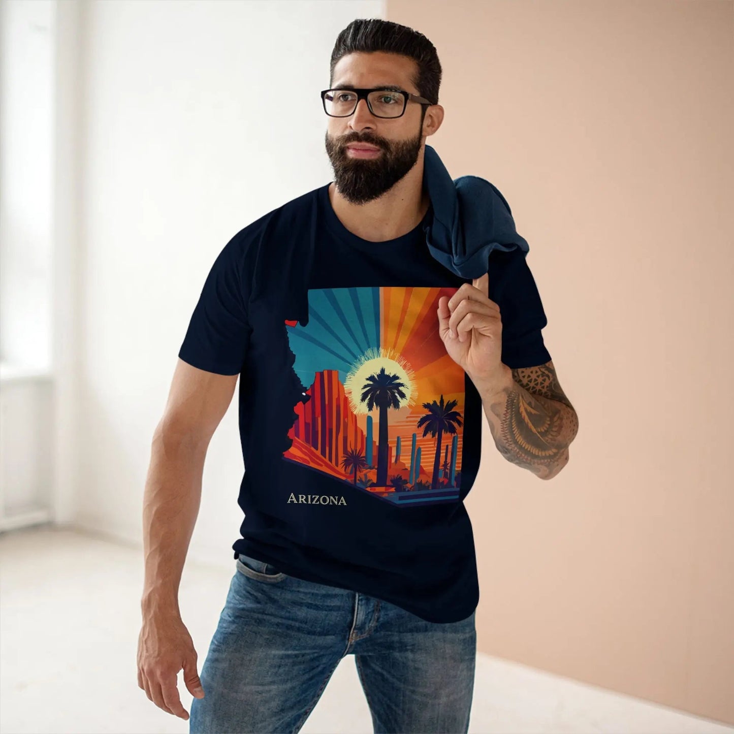 Arizona State Shirt Unisex Premium Cotton Tee With Original Art Design Retro2Nova Regular Fit