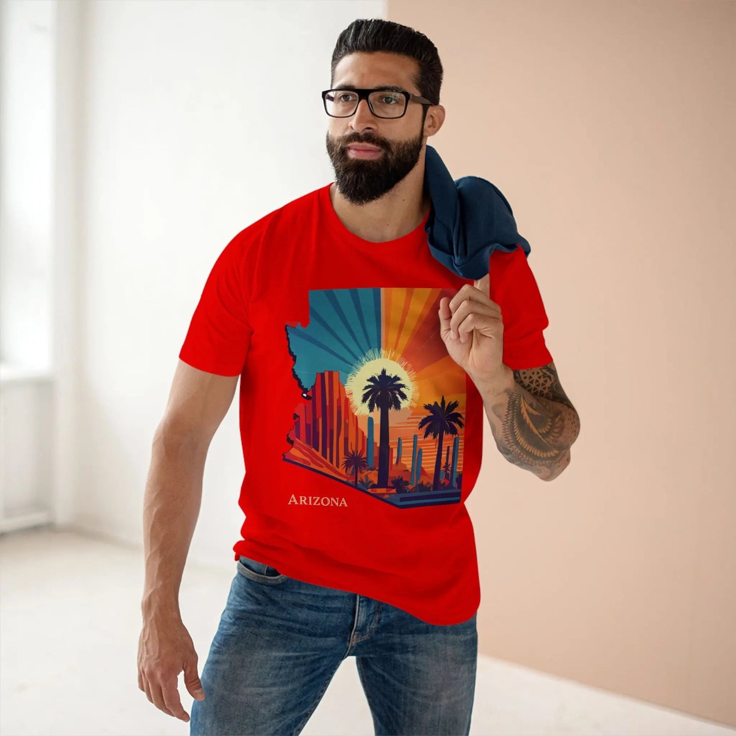 Arizona State Shirt Unisex Premium Cotton Tee With Original Art Design Retro2Nova Regular Fit