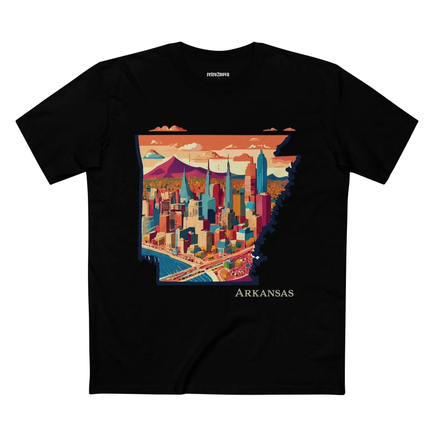 Arkansas State Shirt Unisex Premium Cotton Tee With Original Retro2Nova Art Design