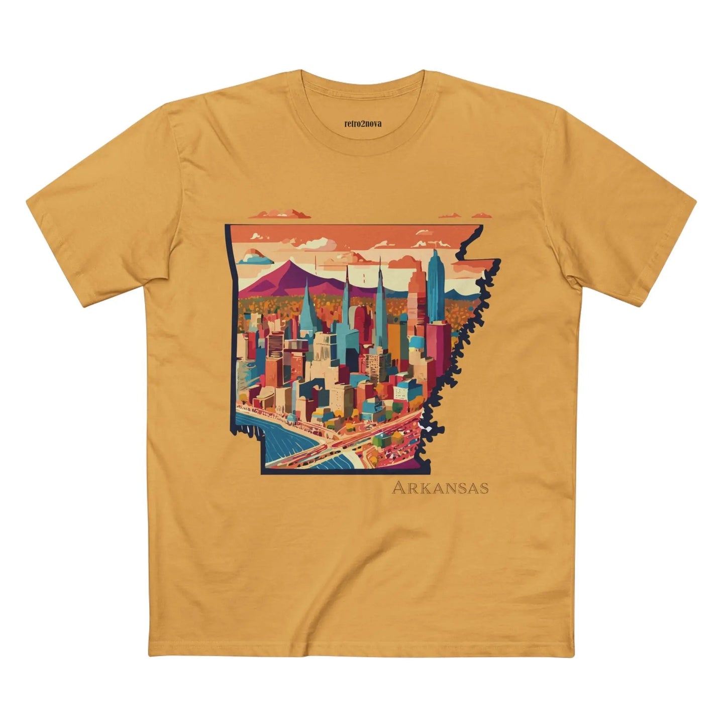Arkansas State Shirt Unisex Premium Cotton Tee With Original Retro2Nova Art Design