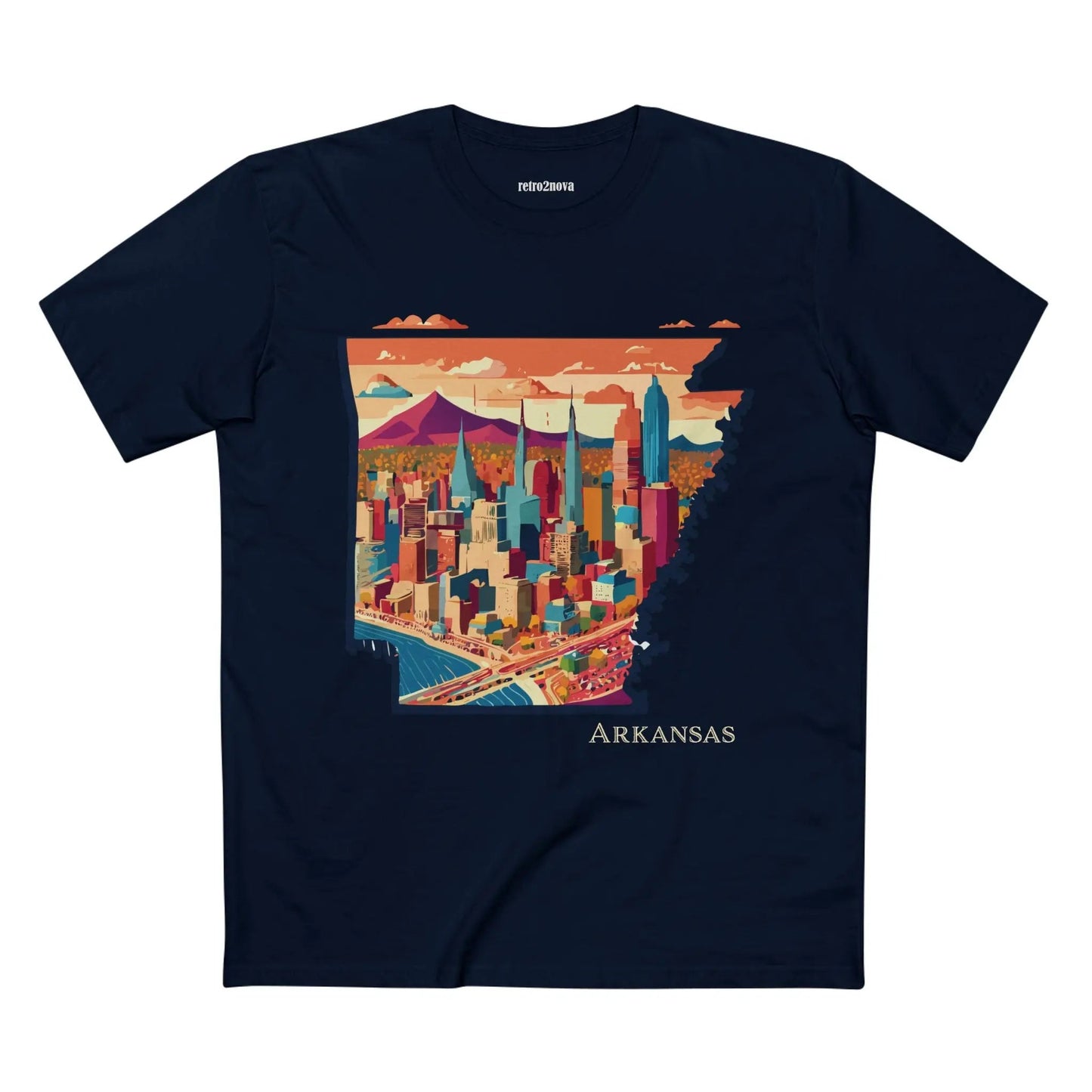 Arkansas State Shirt Unisex Premium Cotton Tee With Original Retro2Nova Art Design
