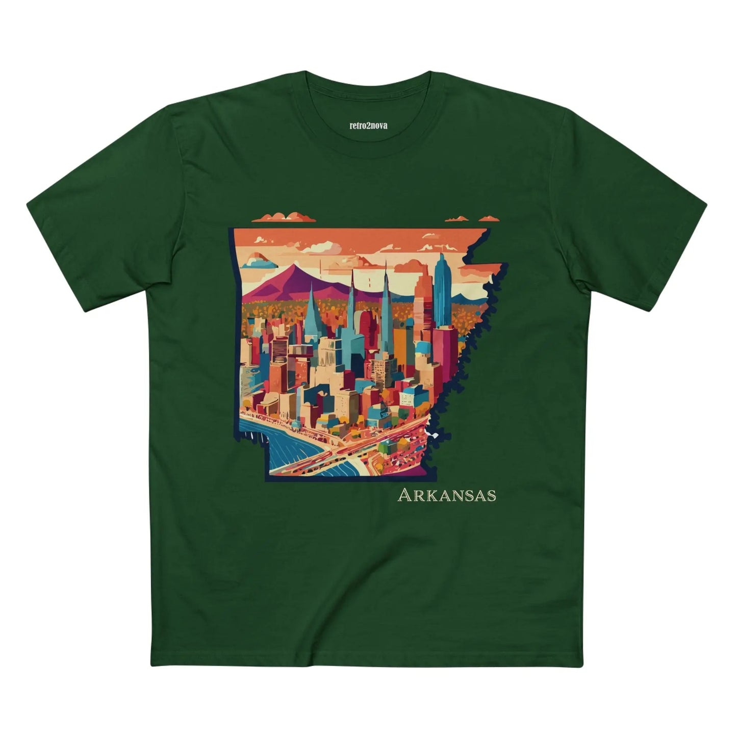 Arkansas State Shirt Unisex Premium Cotton Tee With Original Retro2Nova Art Design