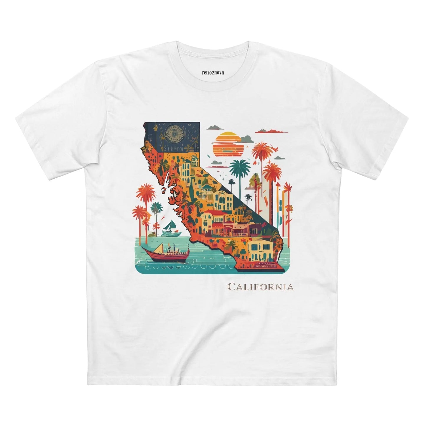 California State Shirt Unisex Premium Cotton Tee With Original Art Design Retro2Nova