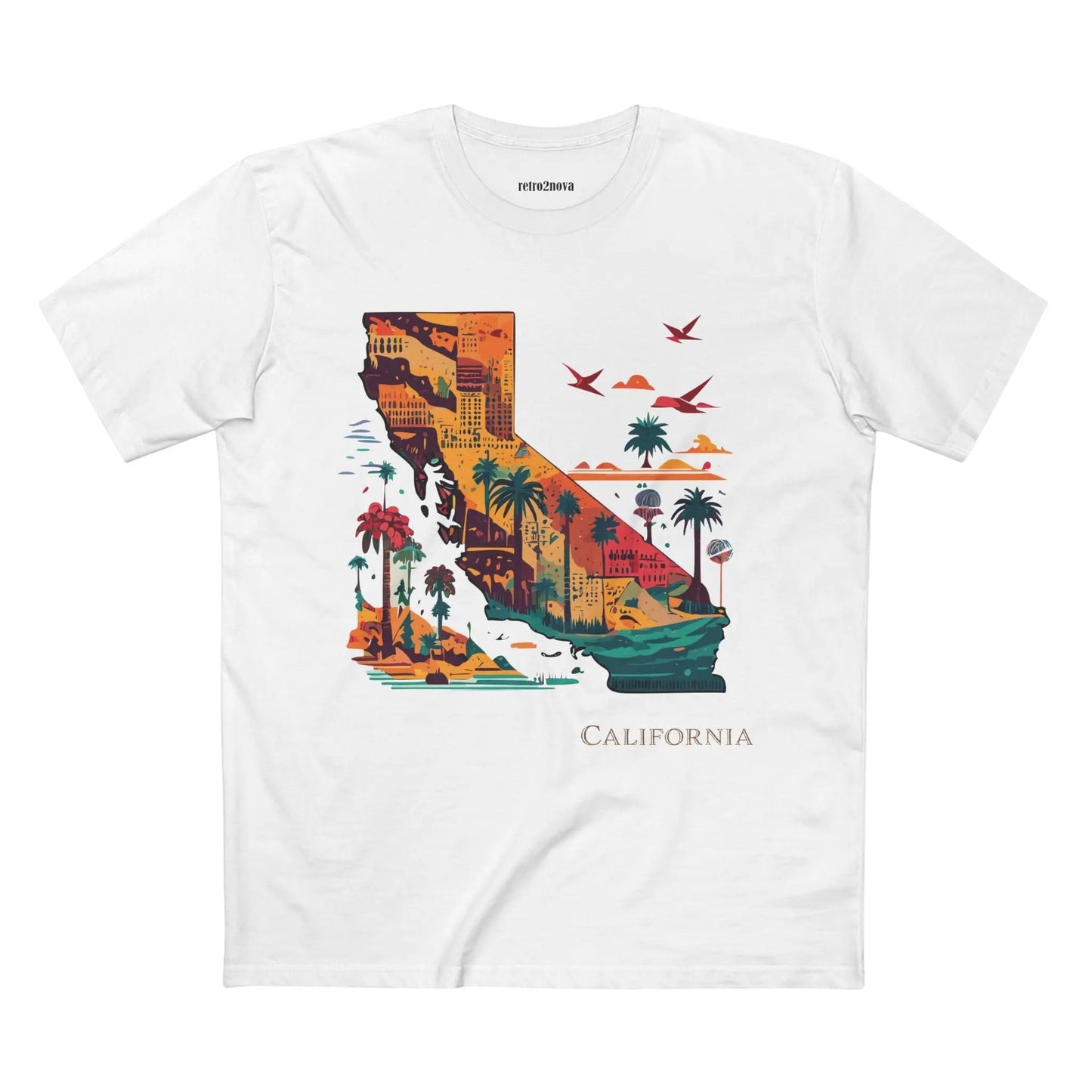 California State Shirt Unisex Premium Cotton Tee with Original Art by Retro2Nova Collection