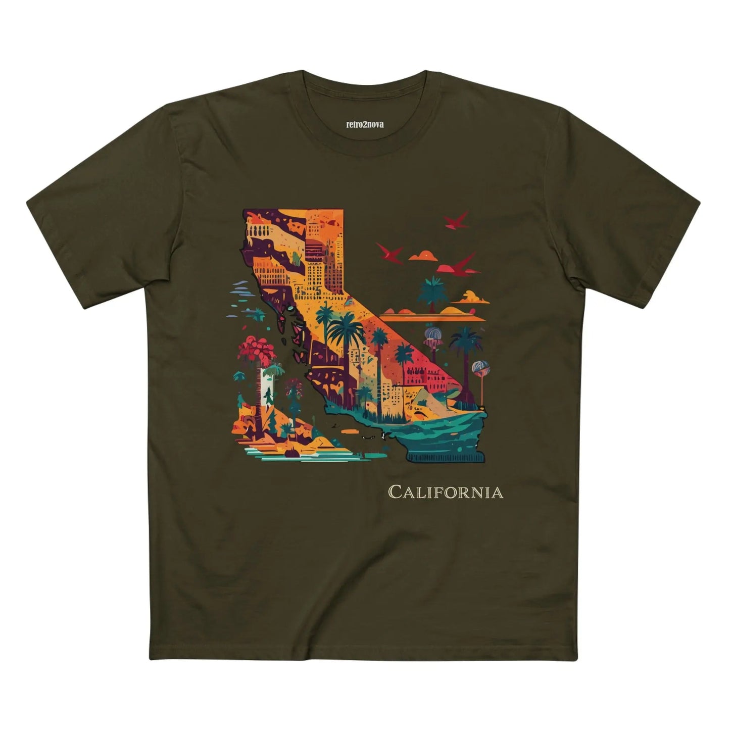 California State Shirt Unisex Premium Cotton Tee with Original Art by Retro2Nova Collection