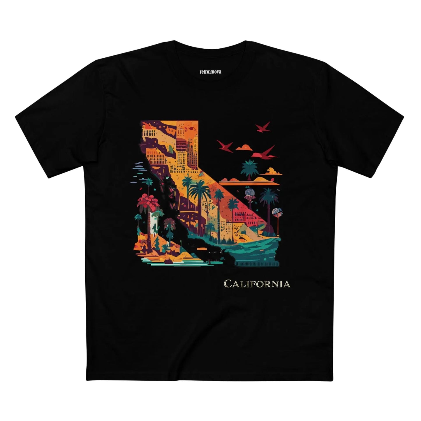 California State Shirt Unisex Premium Cotton Tee with Original Art by Retro2Nova Collection