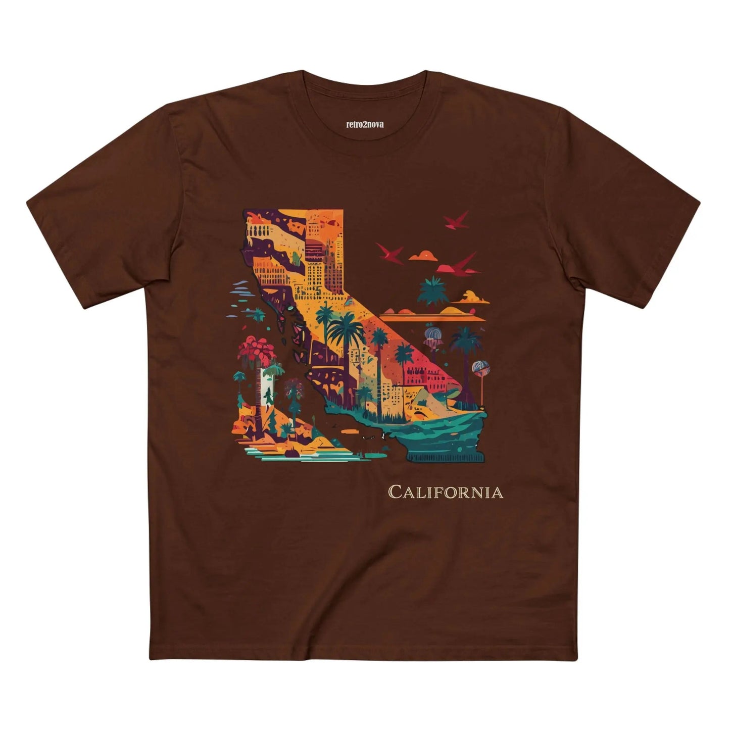 California State Shirt Unisex Premium Cotton Tee with Original Art by Retro2Nova Collection