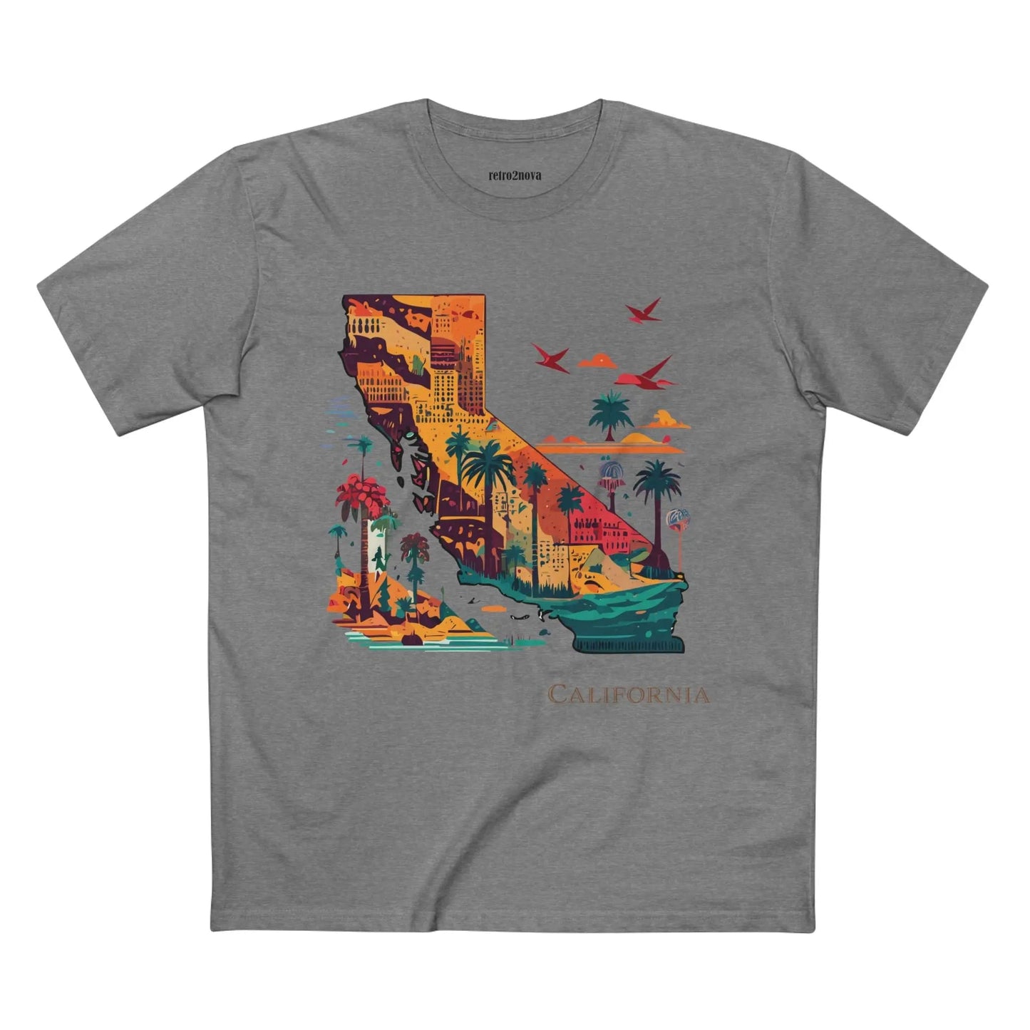 California State Shirt Unisex Premium Cotton Tee with Original Art by Retro2Nova Collection