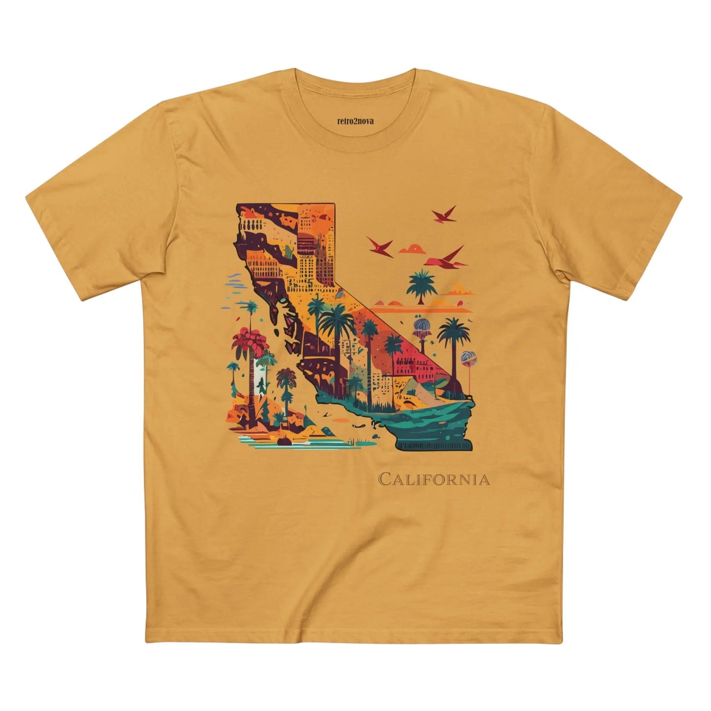 California State Shirt Unisex Premium Cotton Tee with Original Art by Retro2Nova Collection