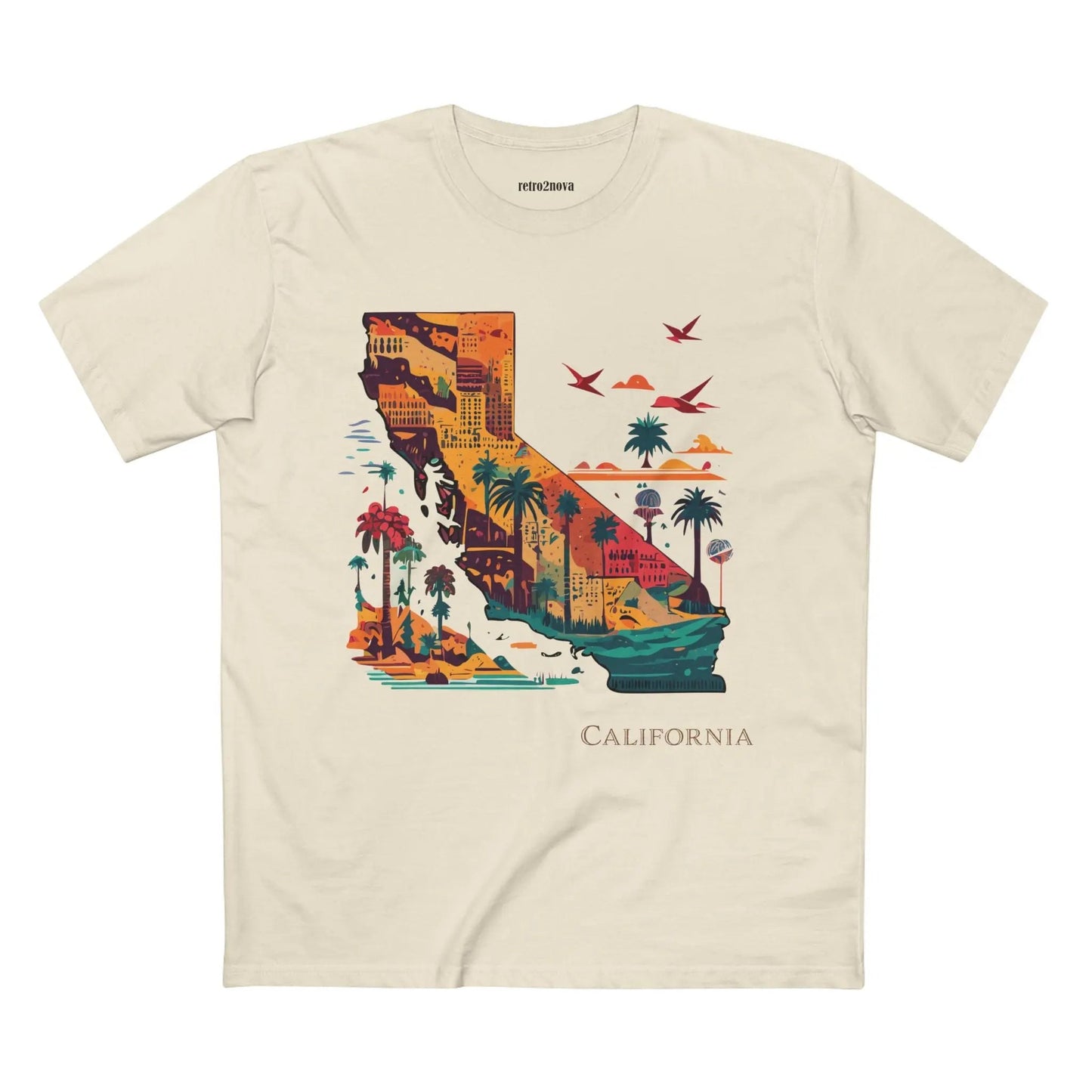 California State Shirt Unisex Premium Cotton Tee with Original Art by Retro2Nova Collection
