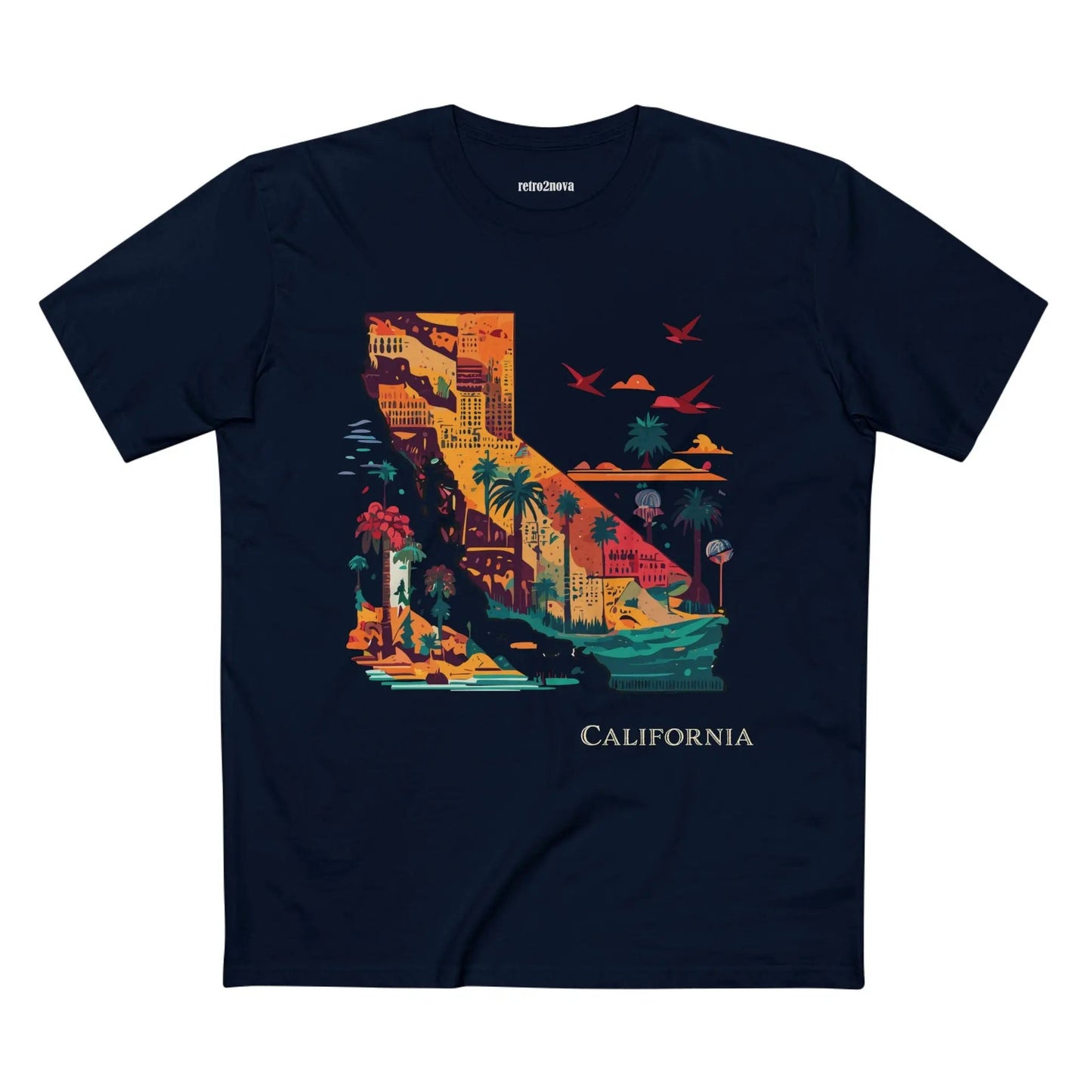 California State Shirt Unisex Premium Cotton Tee with Original Art by Retro2Nova Collection