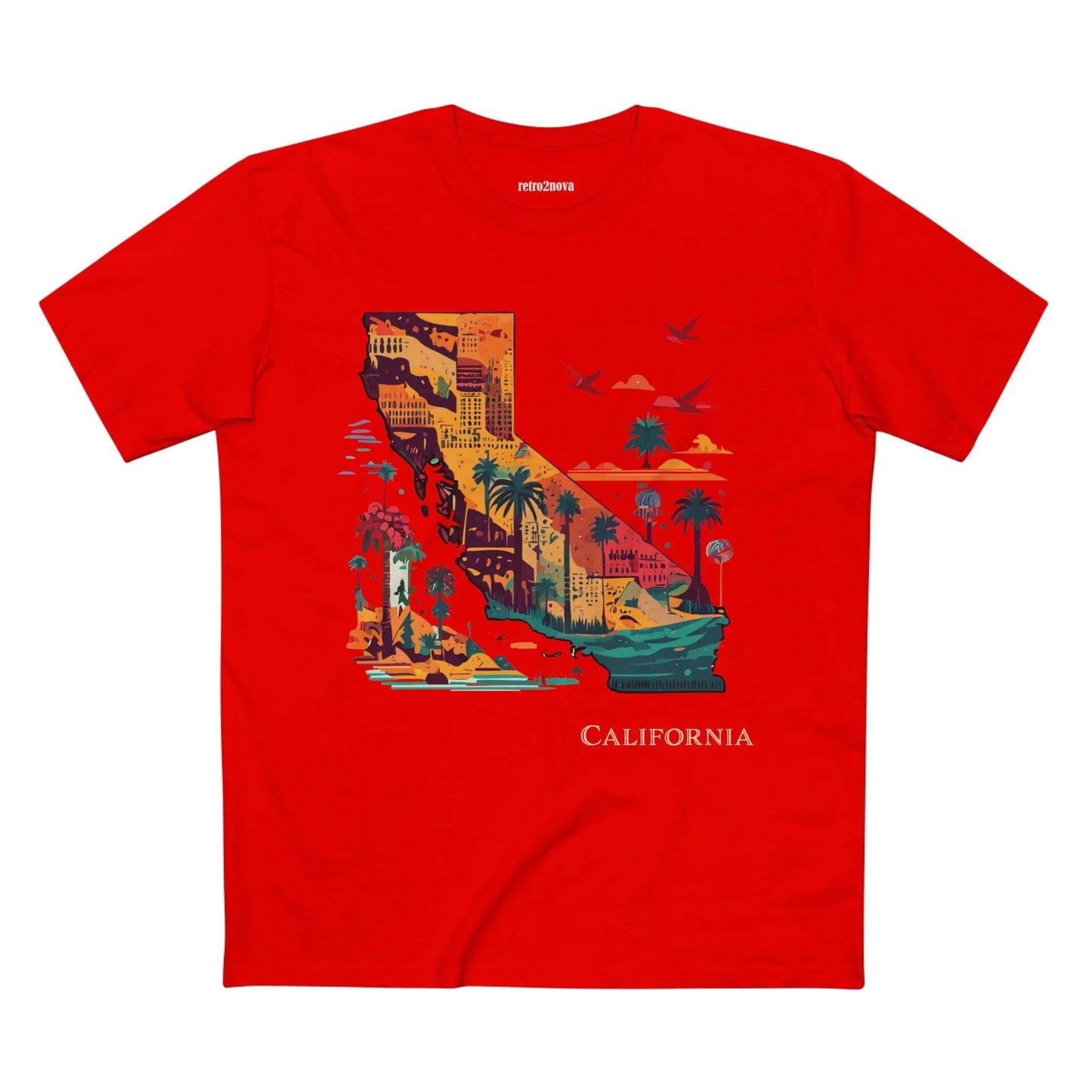 California State Shirt Unisex Premium Cotton Tee with Original Art by Retro2Nova Collection