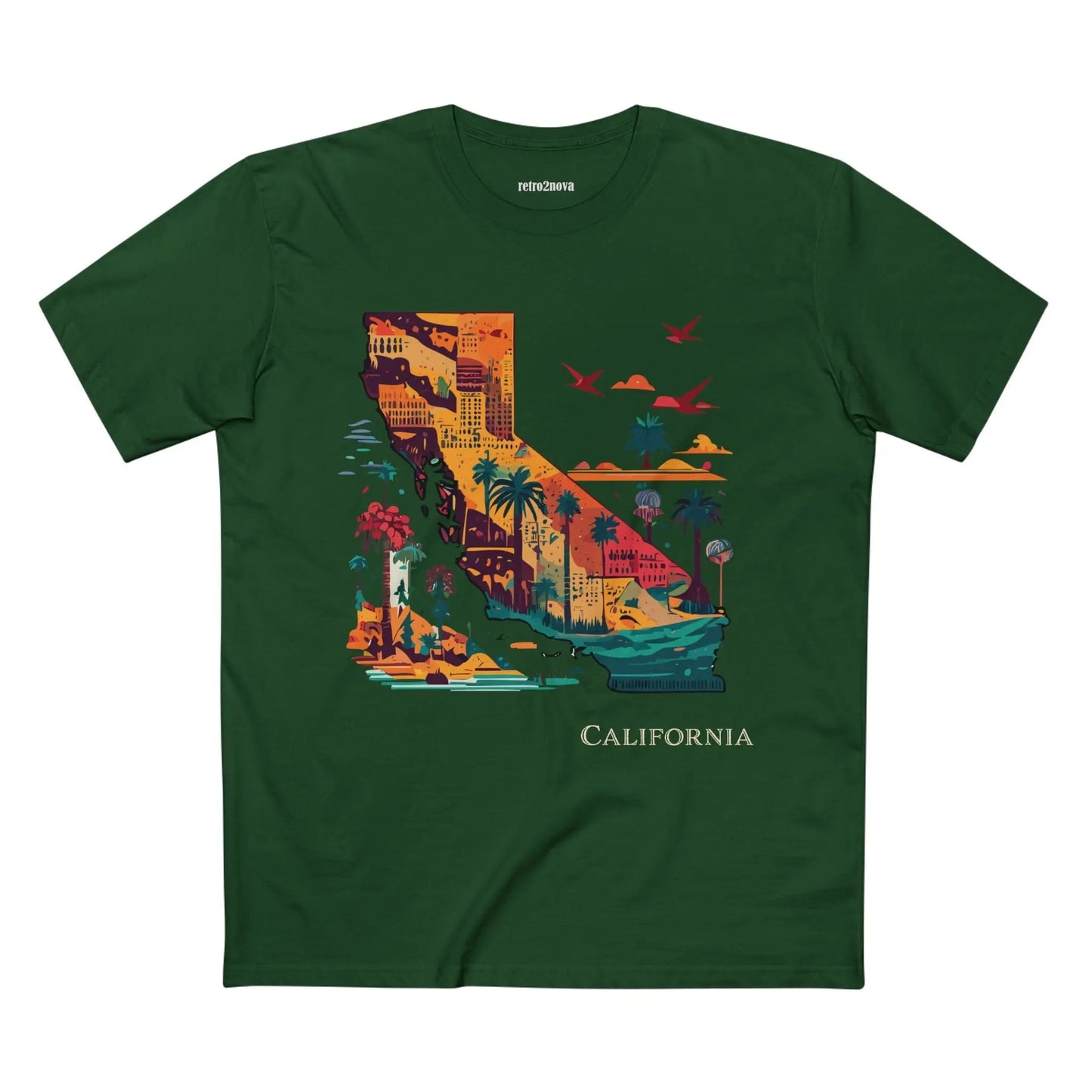 California State Shirt Unisex Premium Cotton Tee with Original Art by Retro2Nova Collection