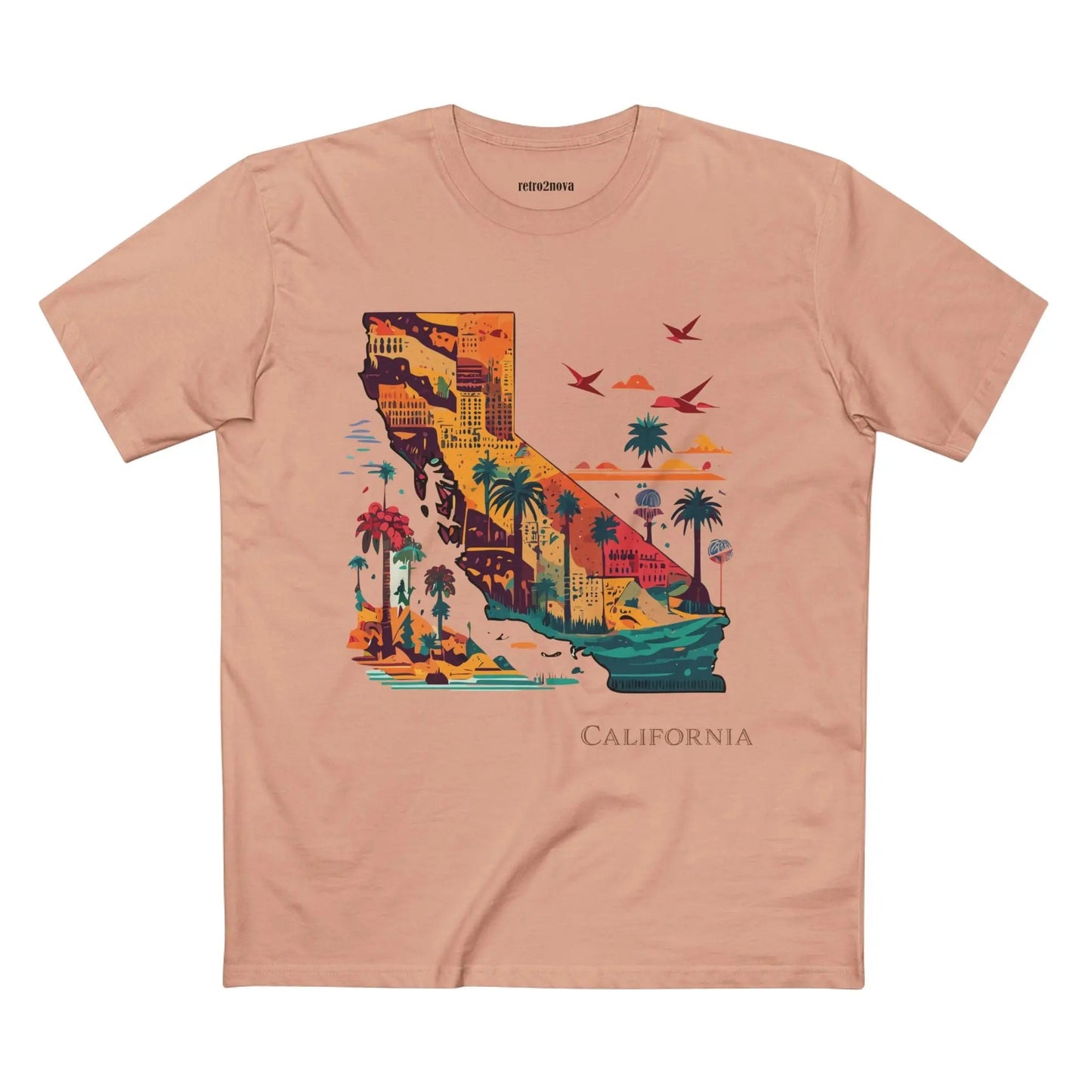California State Shirt Unisex Premium Cotton Tee with Original Art by Retro2Nova Collection