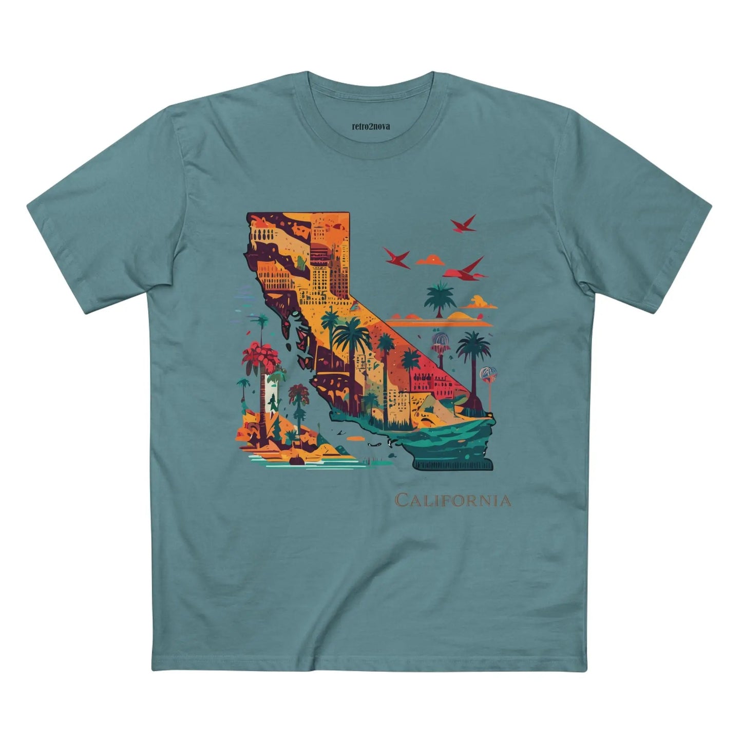 California State Shirt Unisex Premium Cotton Tee with Original Art by Retro2Nova Collection