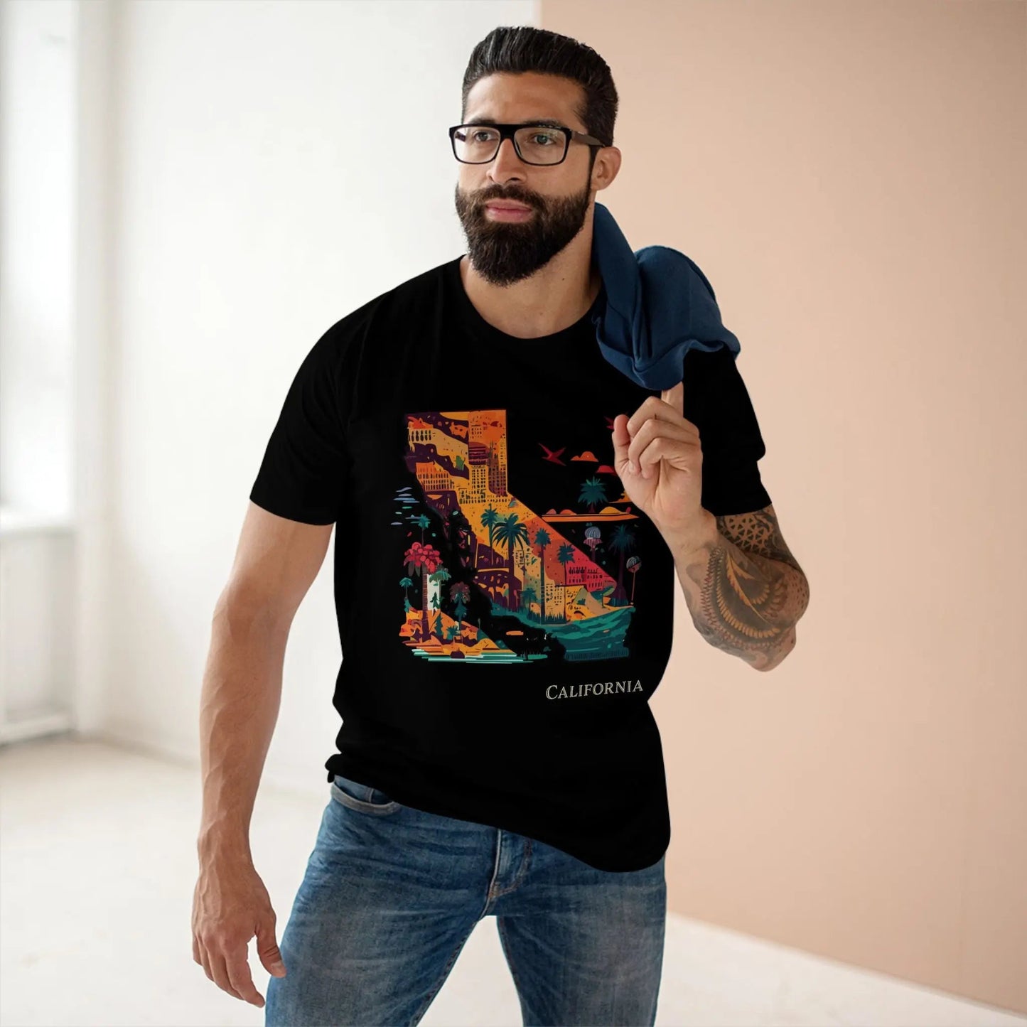 California State Shirt Unisex Premium Cotton Tee with Original Art by Retro2Nova Collection