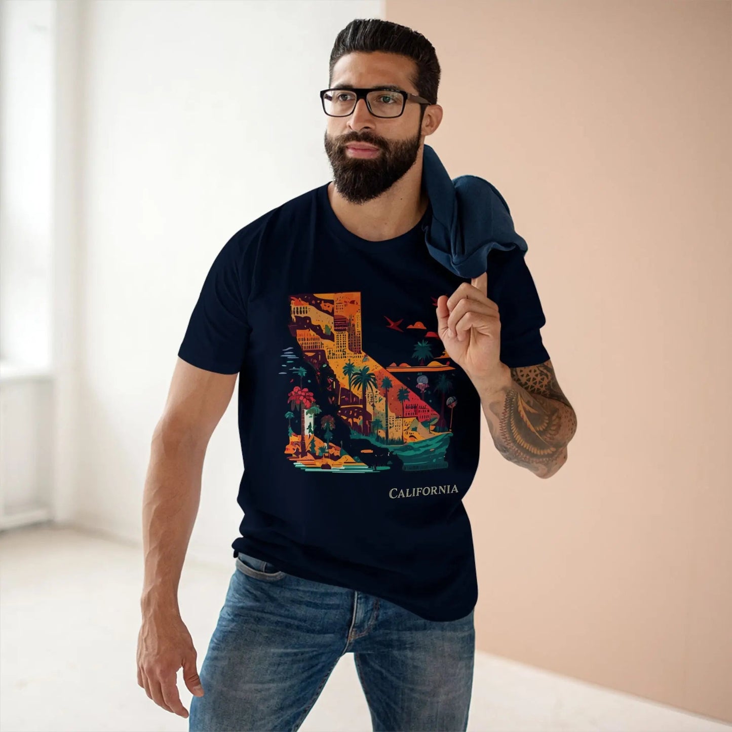 California State Shirt Unisex Premium Cotton Tee with Original Art by Retro2Nova Collection