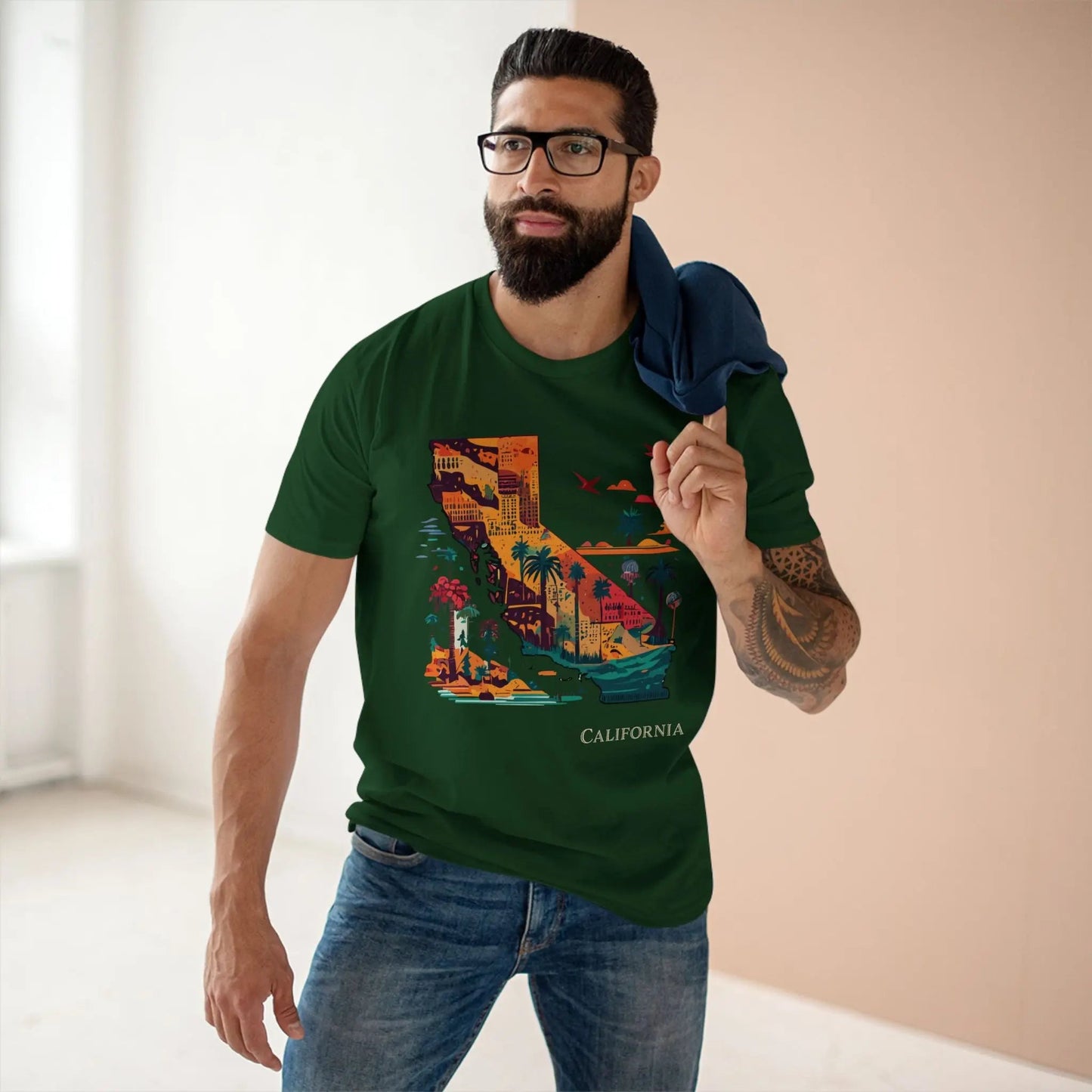 California State Shirt Unisex Premium Cotton Tee with Original Art by Retro2Nova Collection