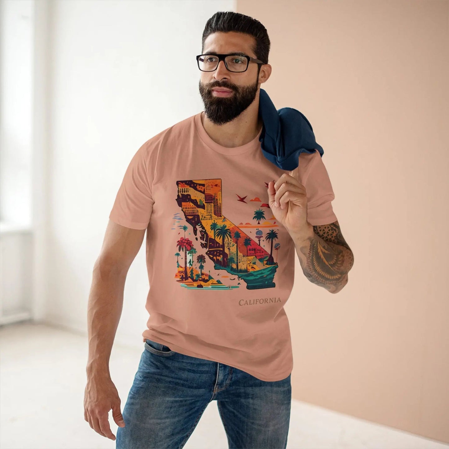 California State Shirt Unisex Premium Cotton Tee with Original Art by Retro2Nova Collection