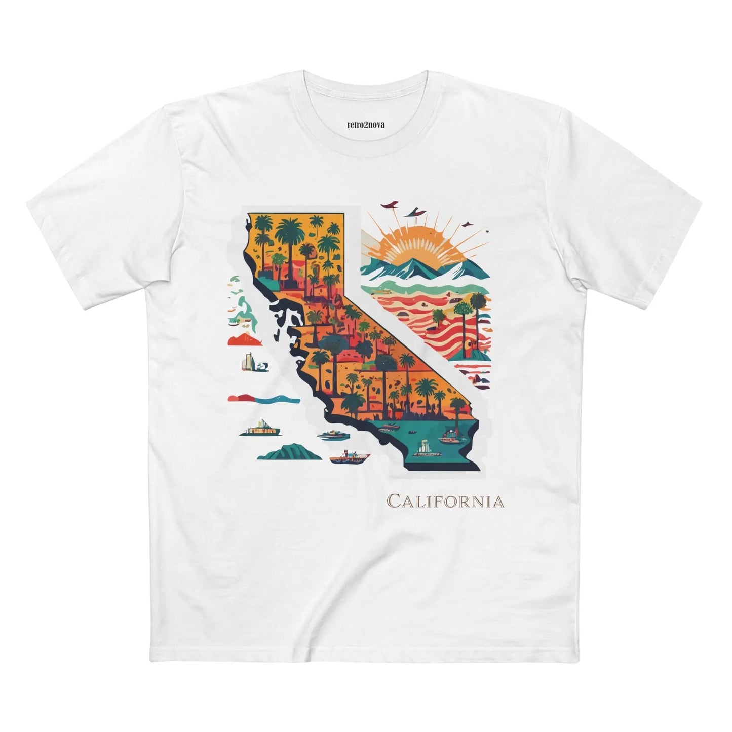 California State Shirt Unisex Premium Cotton Tee With Original Art Design Retro2Nova