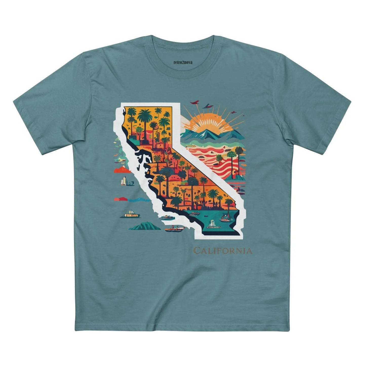 California State Shirt Unisex Premium Cotton Tee With Original Art Design Retro2Nova