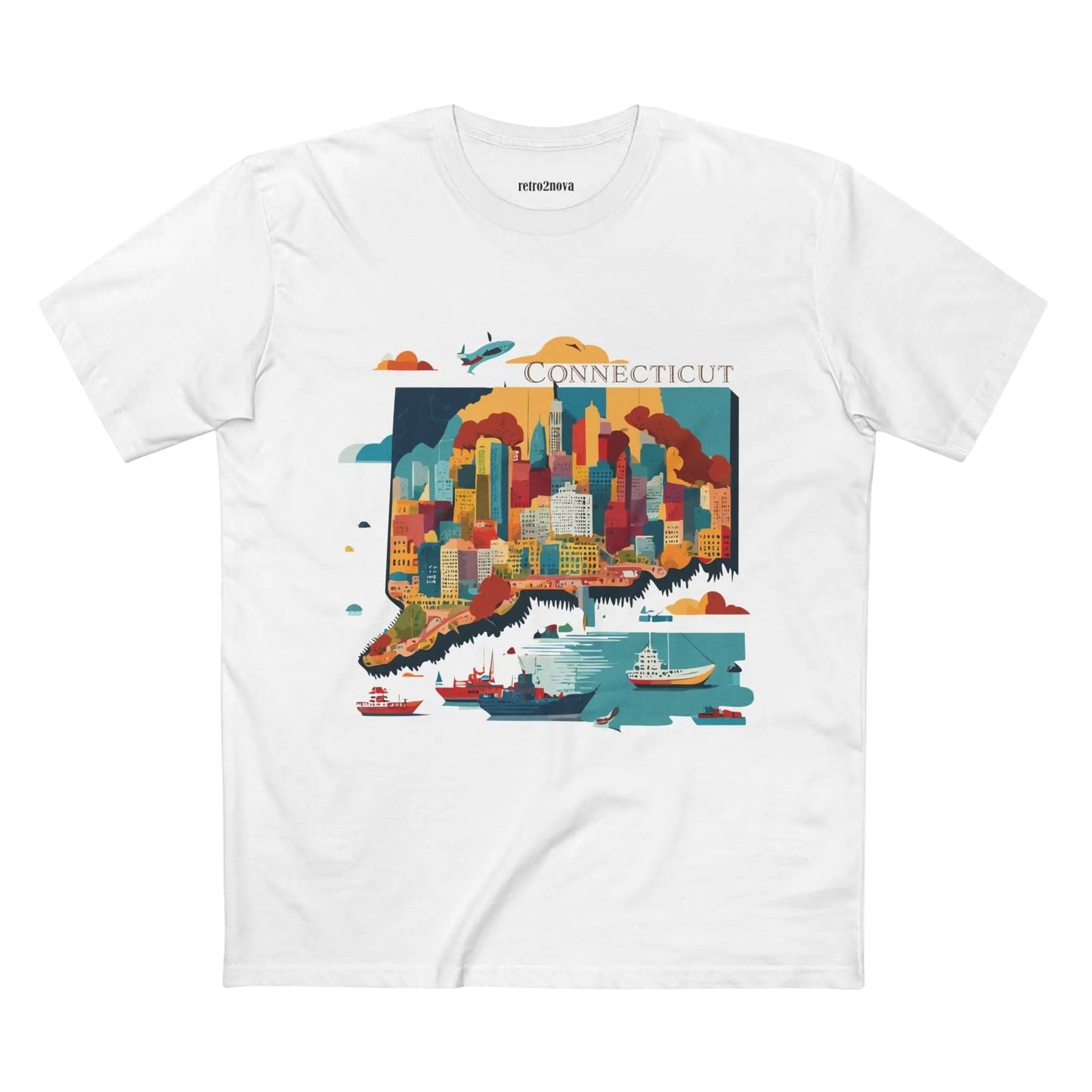 Connecticut State Shirt Unisex Premium Cotton Tee With Original Art Design By Retro2Nova