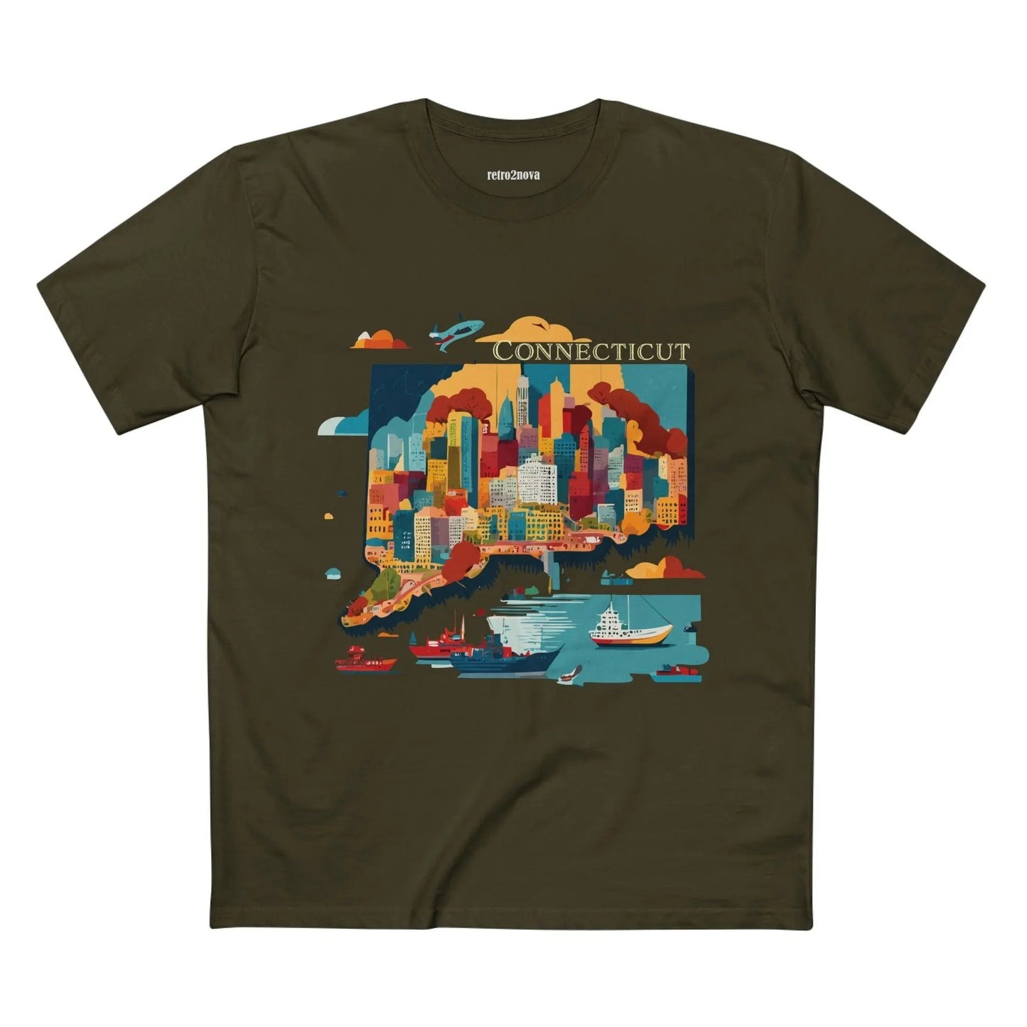 Connecticut State Shirt Unisex Premium Cotton Tee With Original Art Design By Retro2Nova