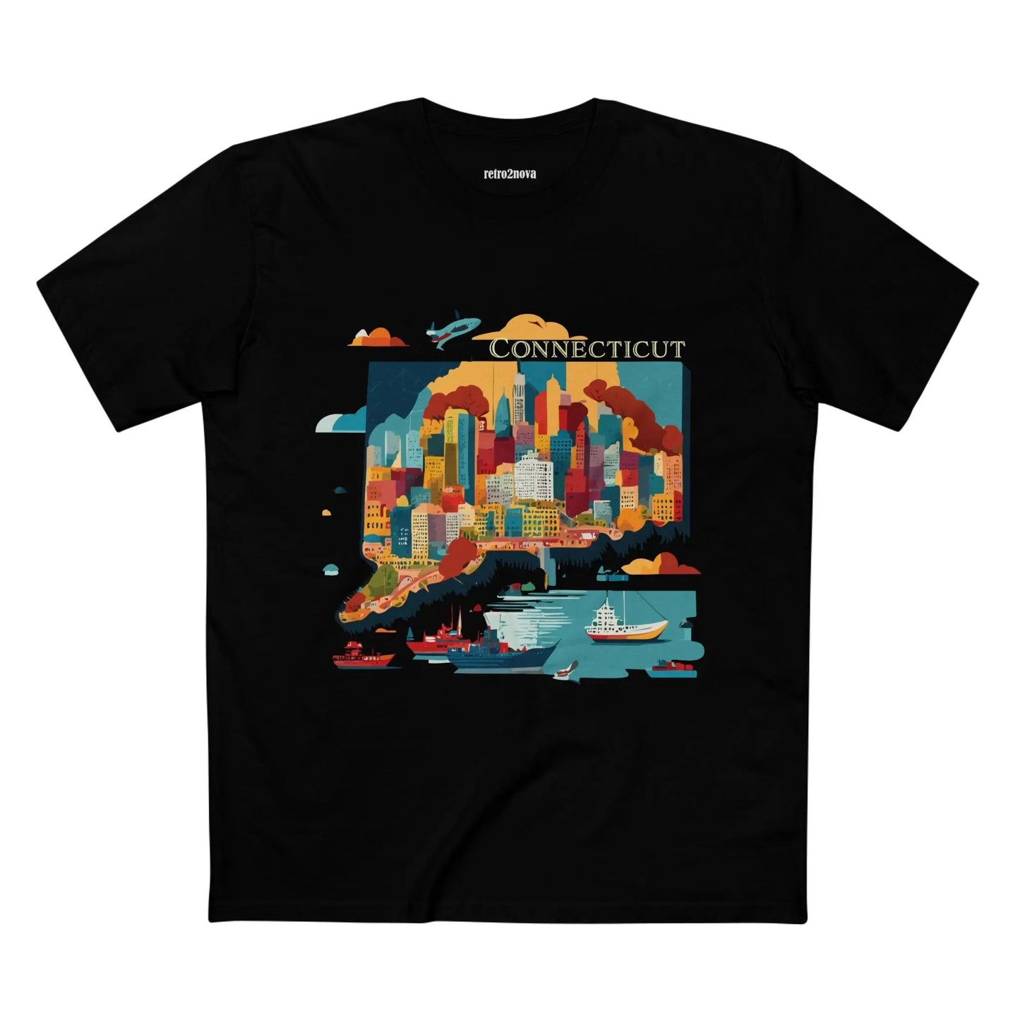 Connecticut State Shirt Unisex Premium Cotton Tee With Original Art Design By Retro2Nova