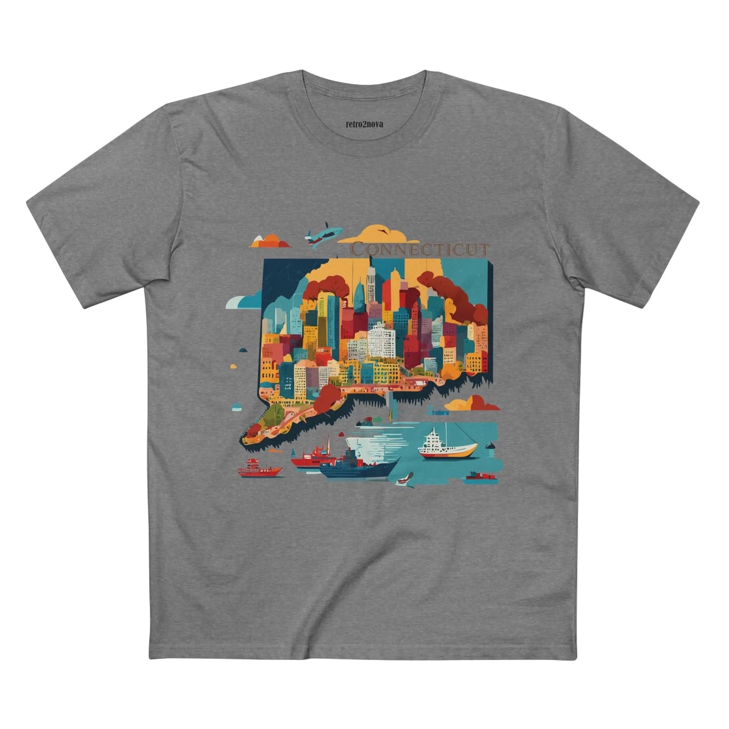 Connecticut State Shirt Unisex Premium Cotton Tee With Original Art Design By Retro2Nova