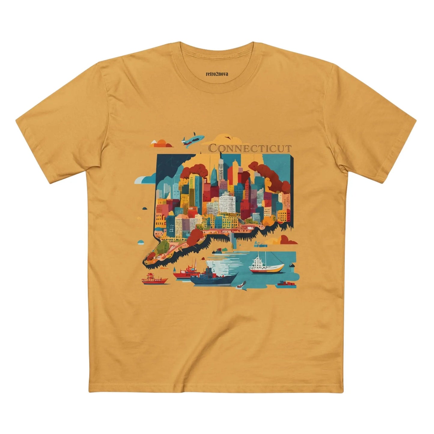 Connecticut State Shirt Unisex Premium Cotton Tee With Original Art Design By Retro2Nova
