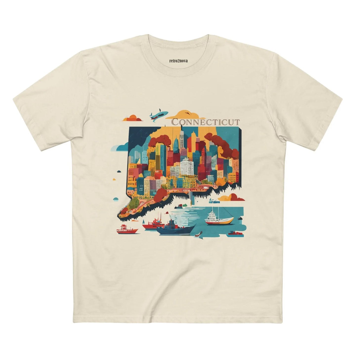 Connecticut State Shirt Unisex Premium Cotton Tee With Original Art Design By Retro2Nova