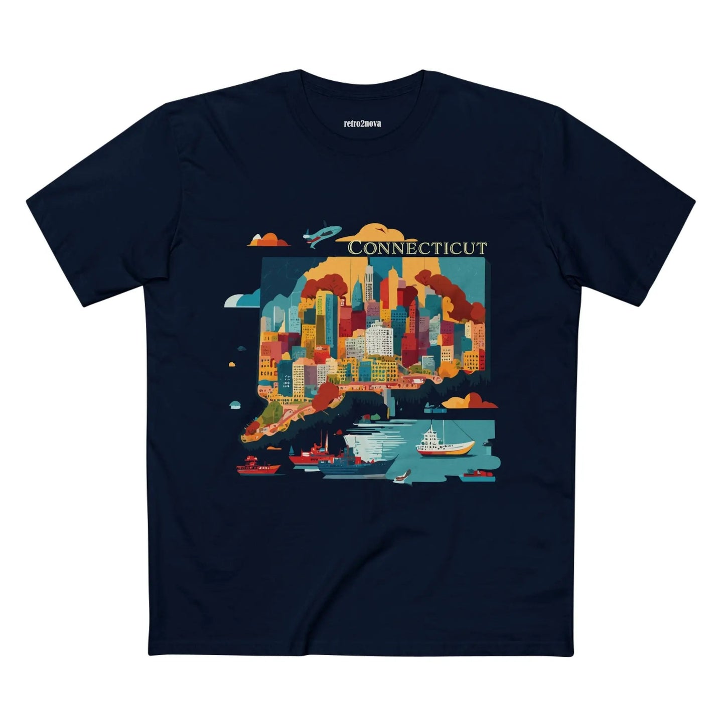 Connecticut State Shirt Unisex Premium Cotton Tee With Original Art Design By Retro2Nova