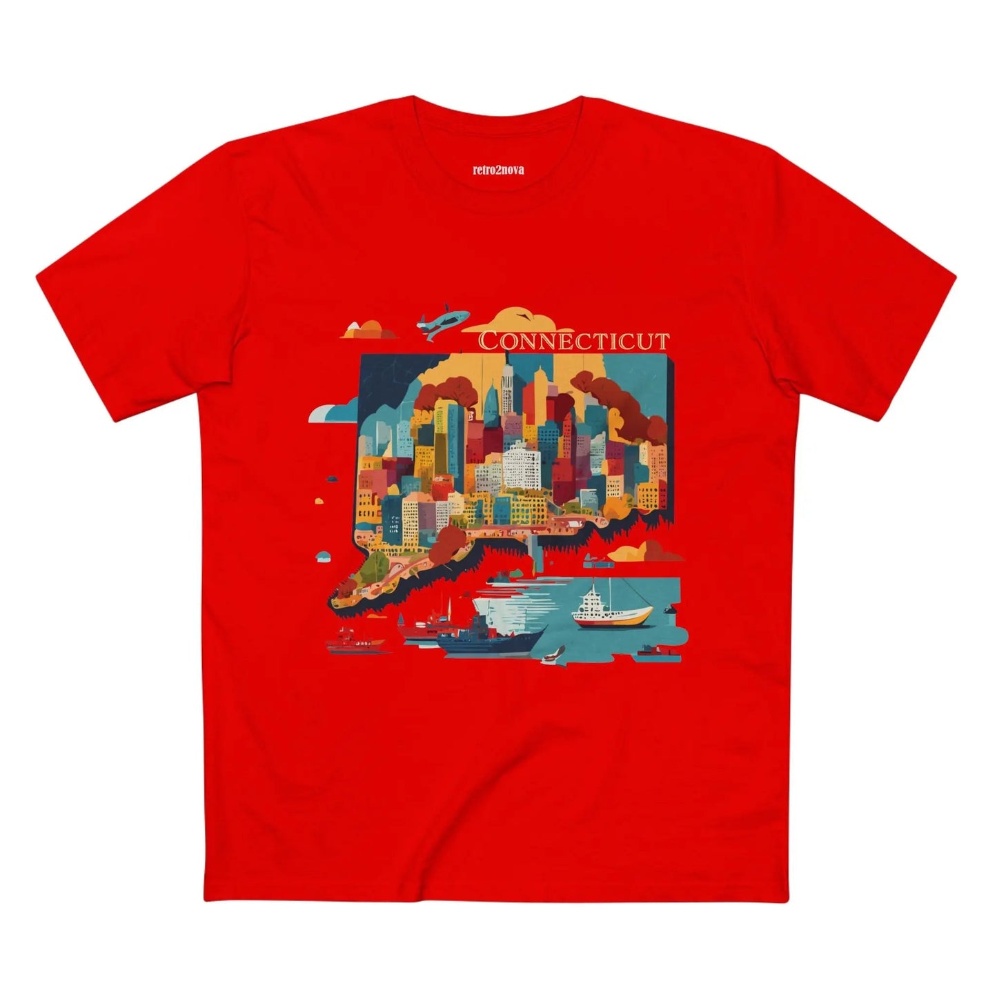 Connecticut State Shirt Unisex Premium Cotton Tee With Original Art Design By Retro2Nova