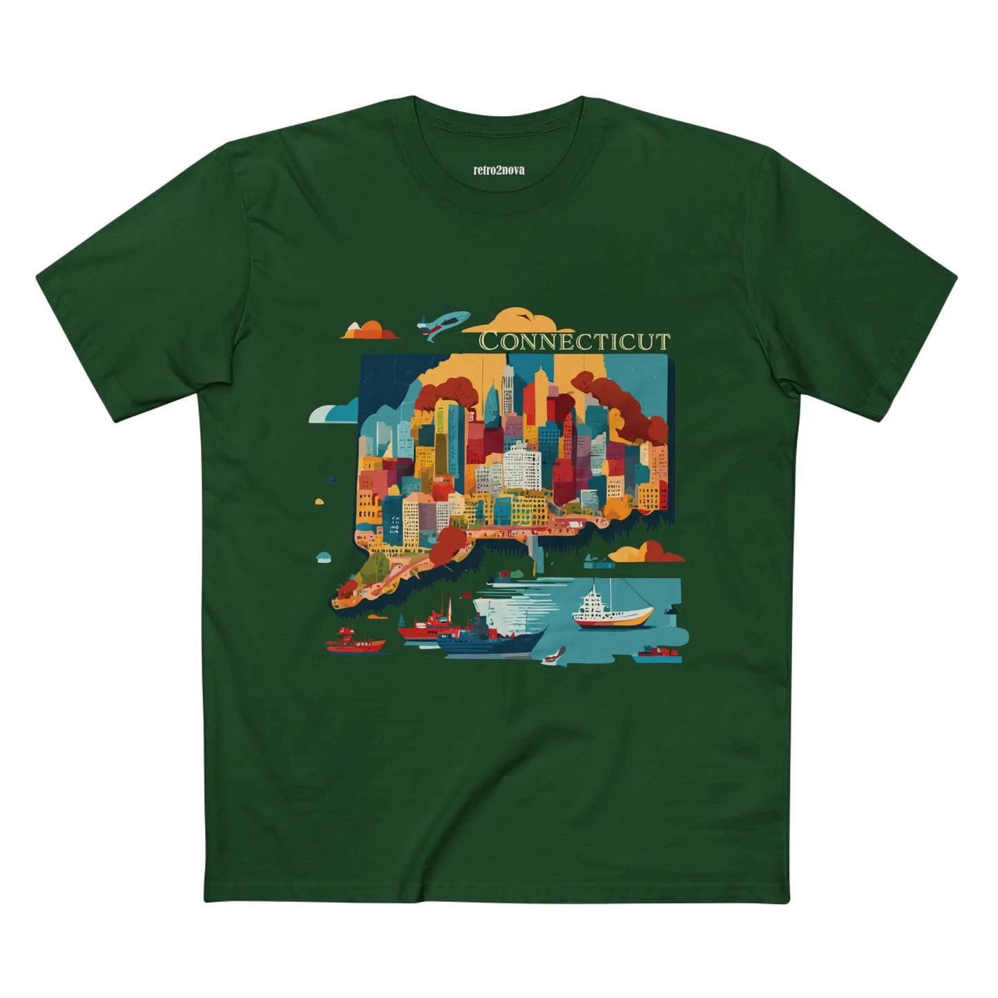 Connecticut State Shirt Unisex Premium Cotton Tee With Original Art Design By Retro2Nova