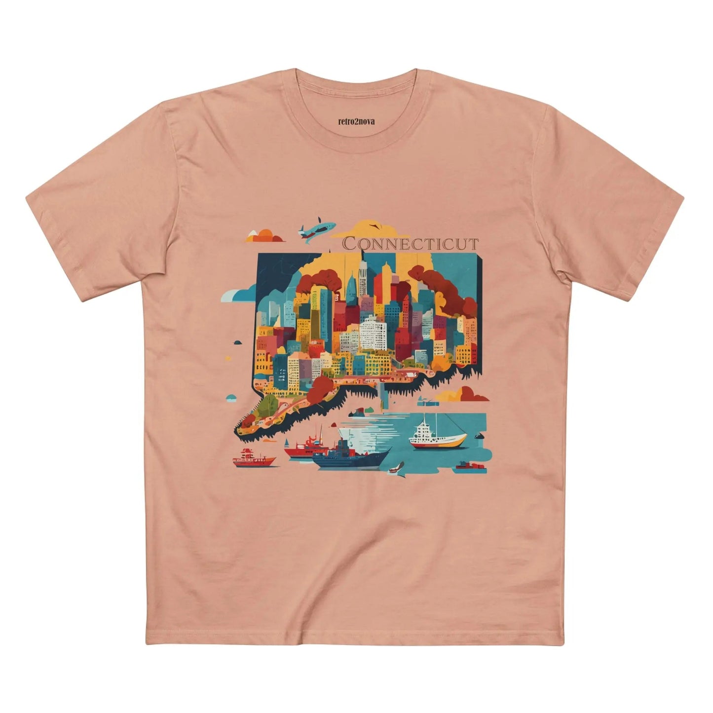 Connecticut State Shirt Unisex Premium Cotton Tee With Original Art Design By Retro2Nova